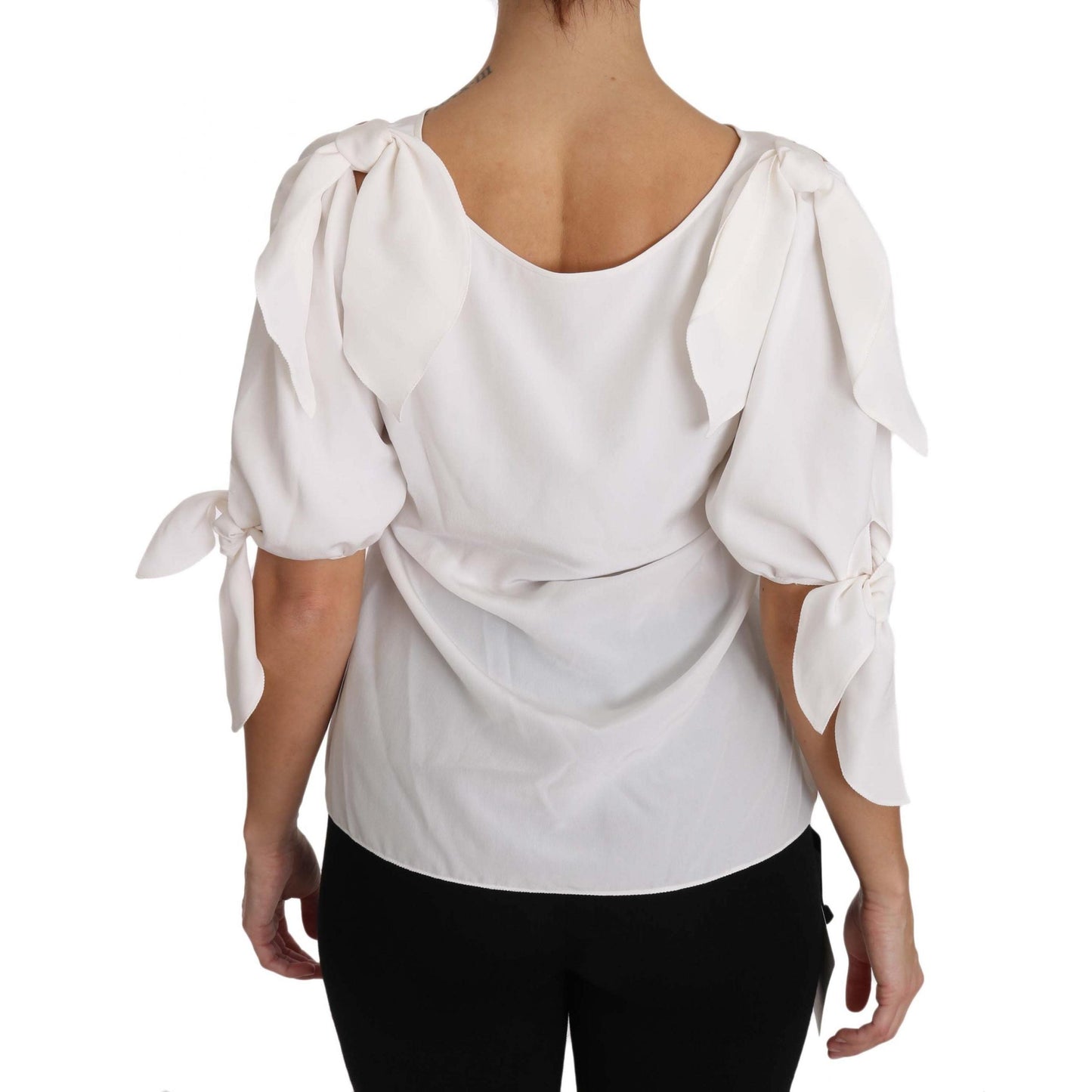 Solid White Silk Off Shoulder Blouse Top - coffeewithmee2
