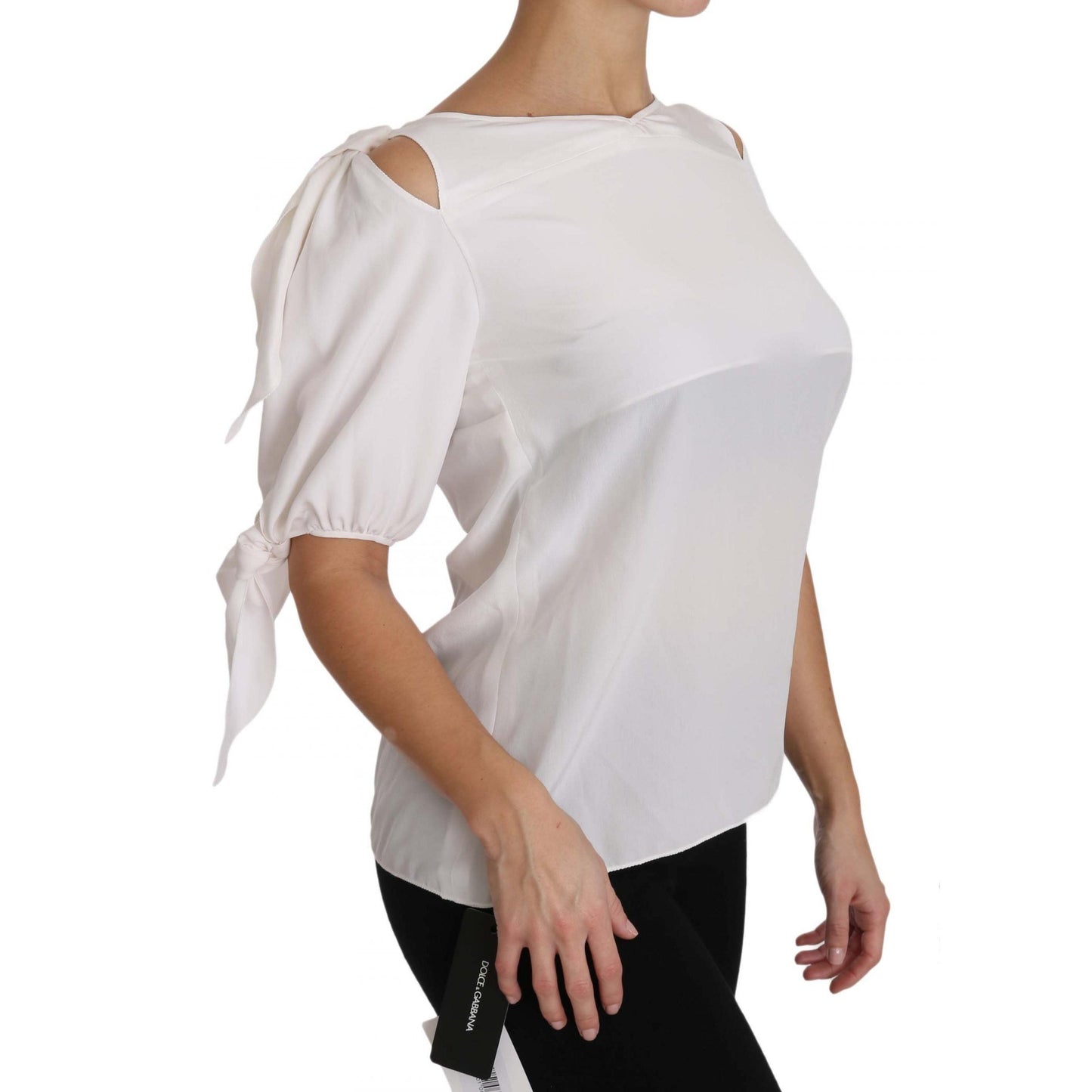 Solid White Silk Off Shoulder Blouse Top - coffeewithmee2
