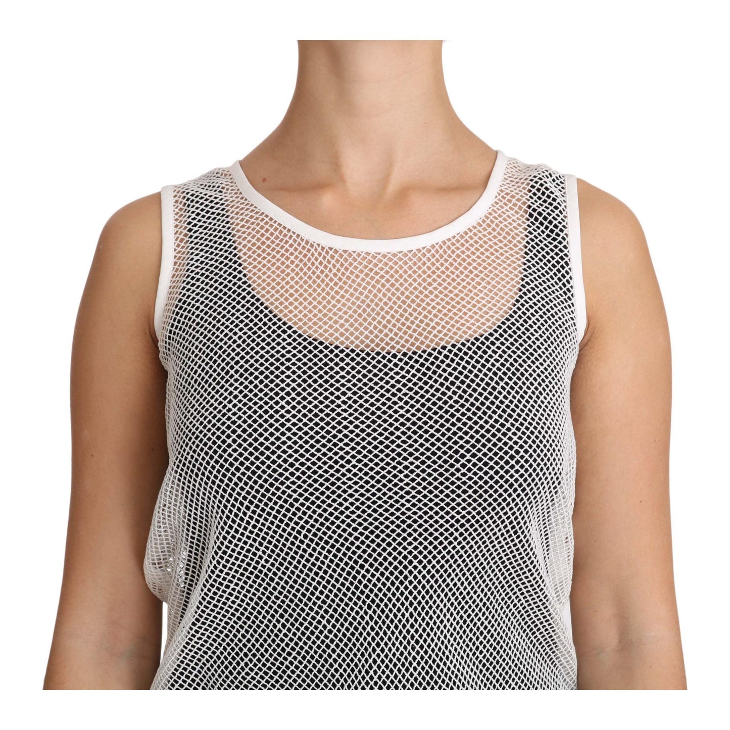 White Net Transparent Sleeveless Tank Top - coffeewithmee2