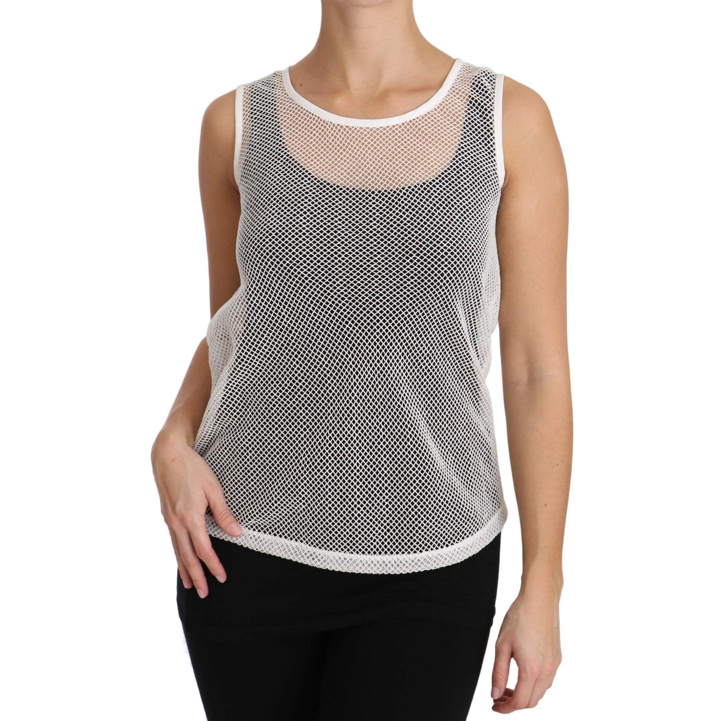 White Net Transparent Sleeveless Tank Top - coffeewithmee2
