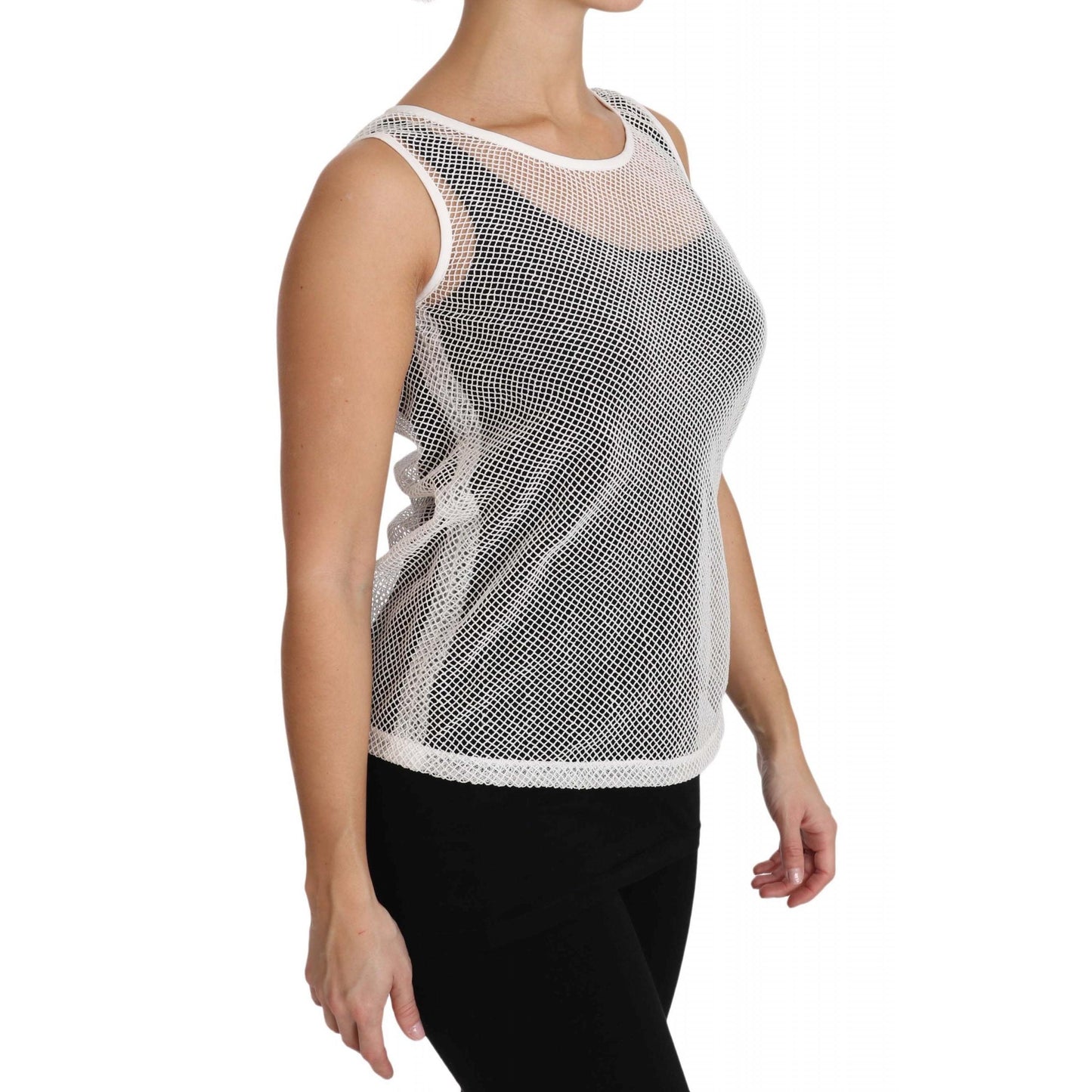 White Net Transparent Sleeveless Tank Top - coffeewithmee2