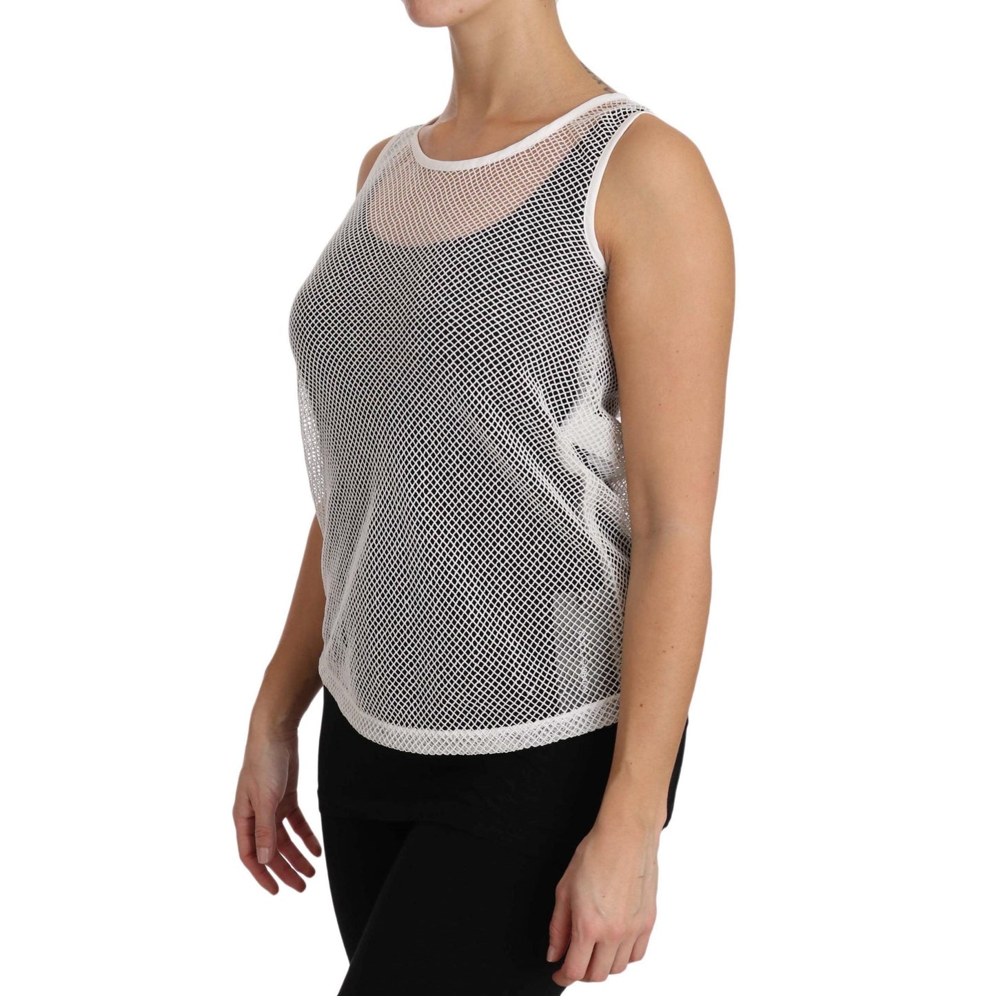 White Net Transparent Sleeveless Tank Top - coffeewithmee2