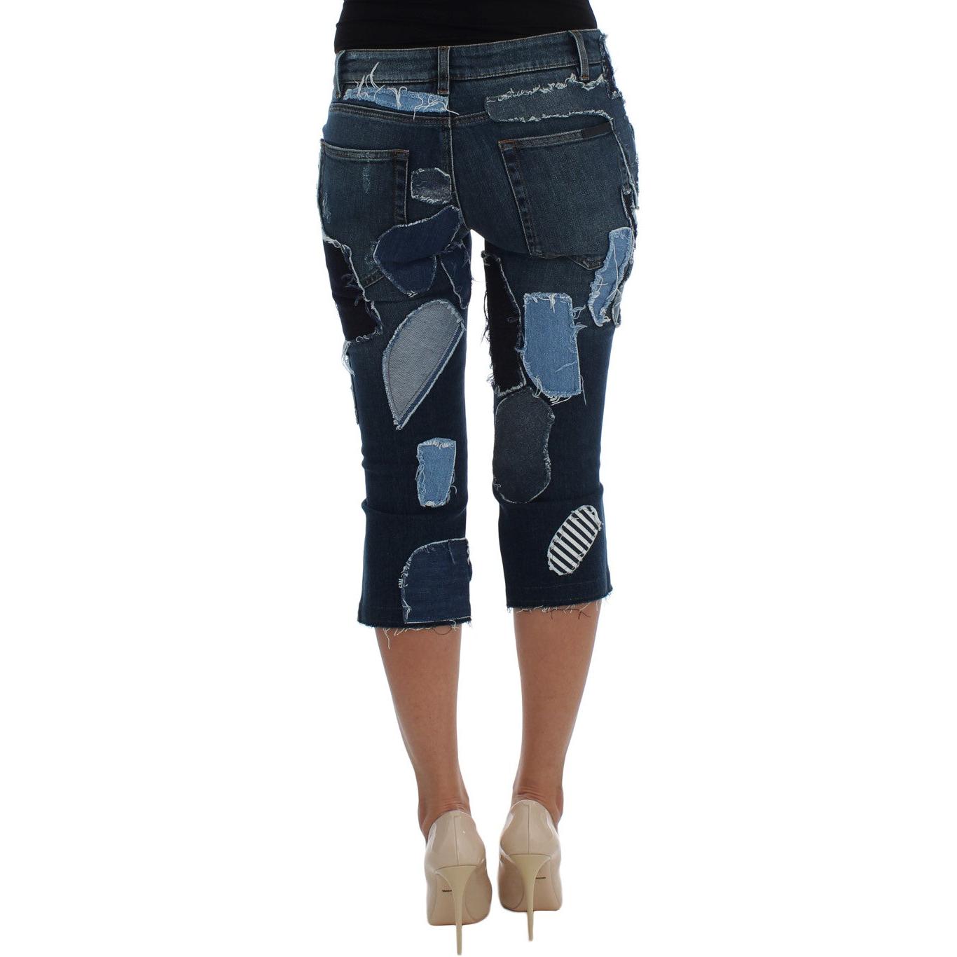 Stretch Blue Patchwork Jeans Shorts - coffeewithmee2