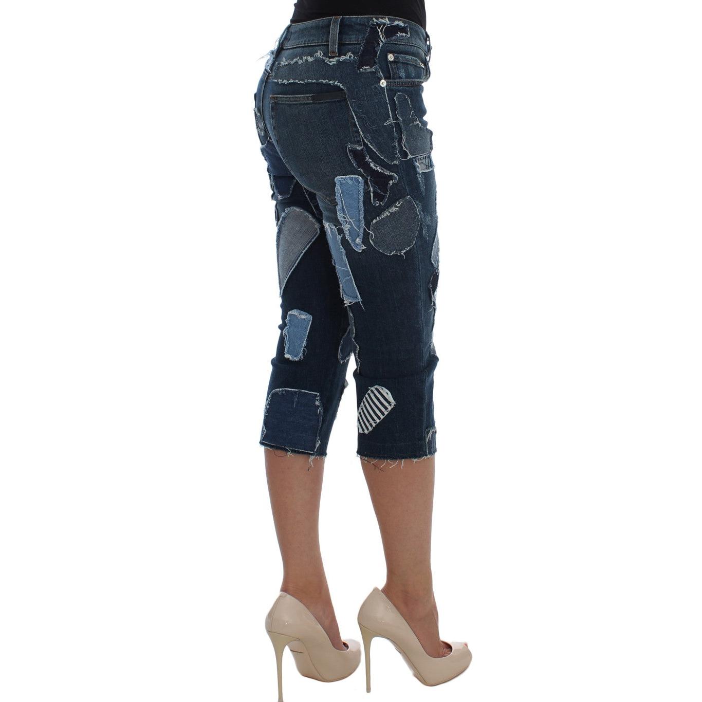 Stretch Blue Patchwork Jeans Shorts - coffeewithmee2