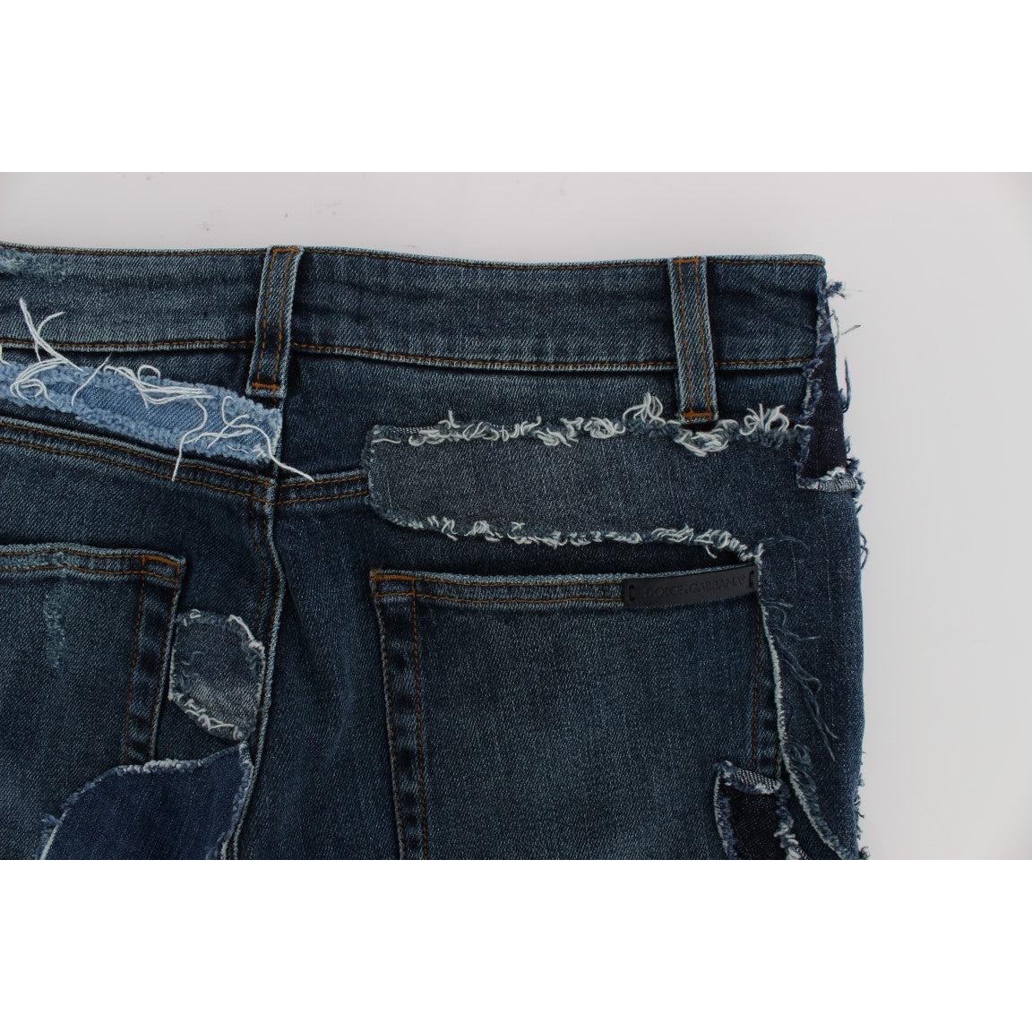 Stretch Blue Patchwork Jeans Shorts - coffeewithmee2