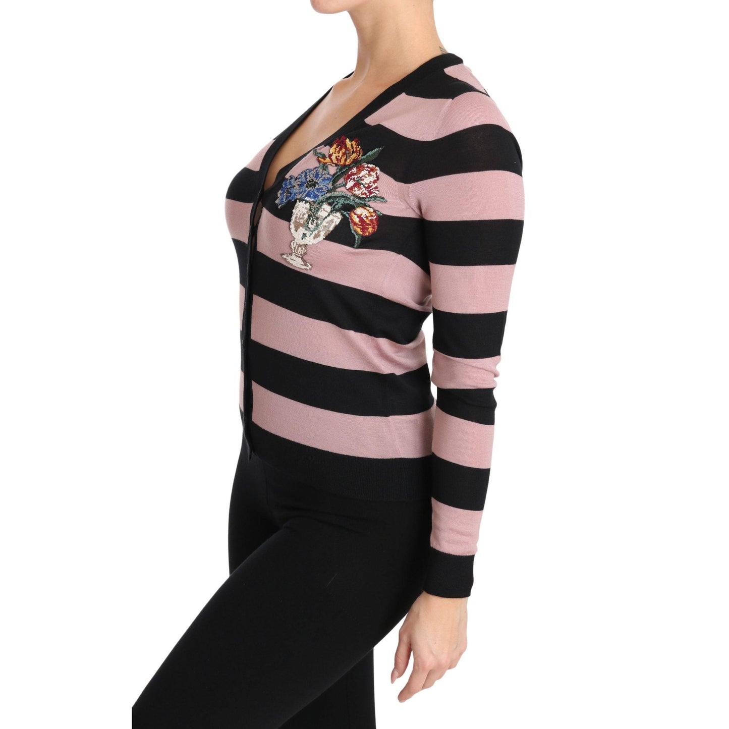 Pink Floral Cashmere Cardigan Sweater - coffeewithmee2