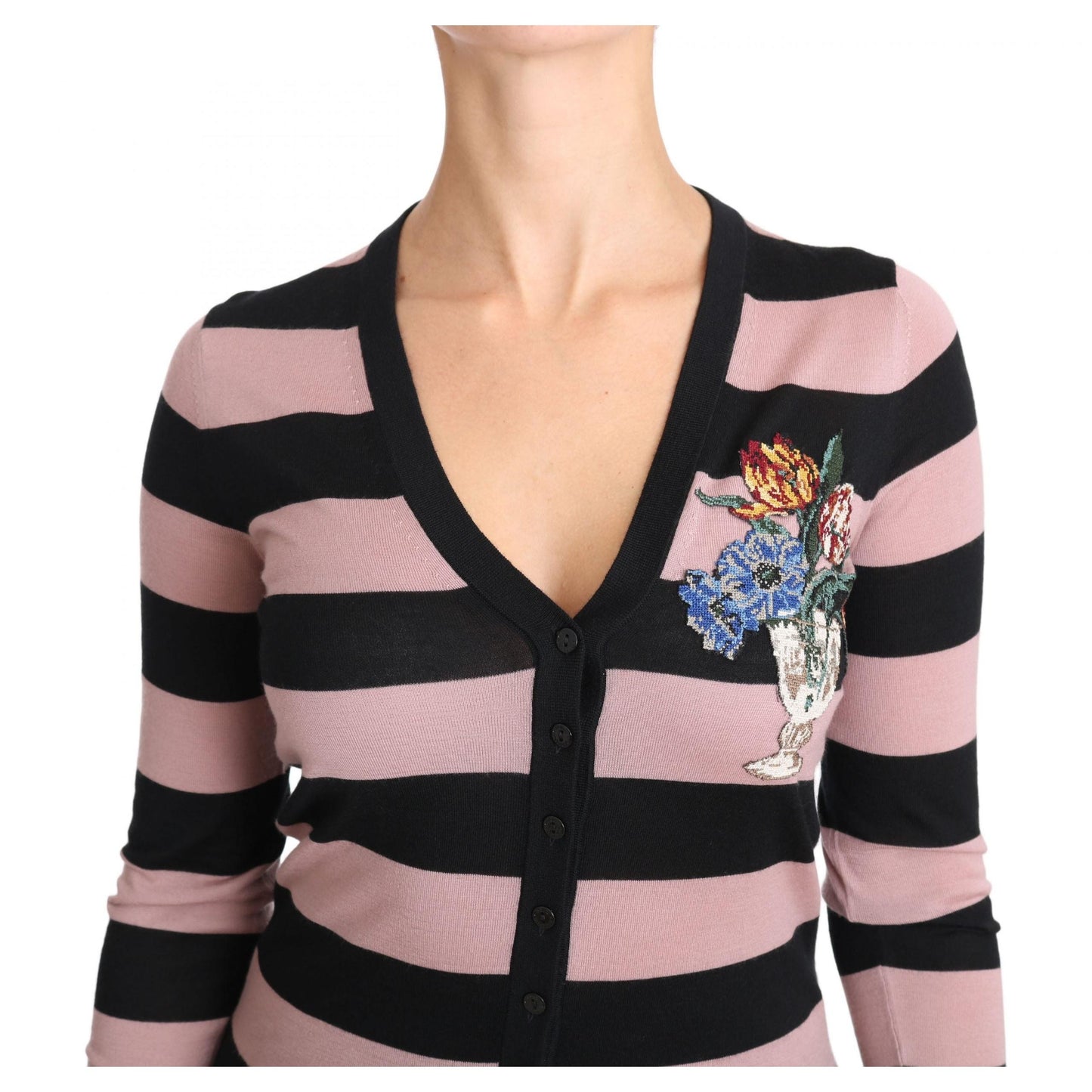 Pink Floral Cashmere Cardigan Sweater - coffeewithmee2