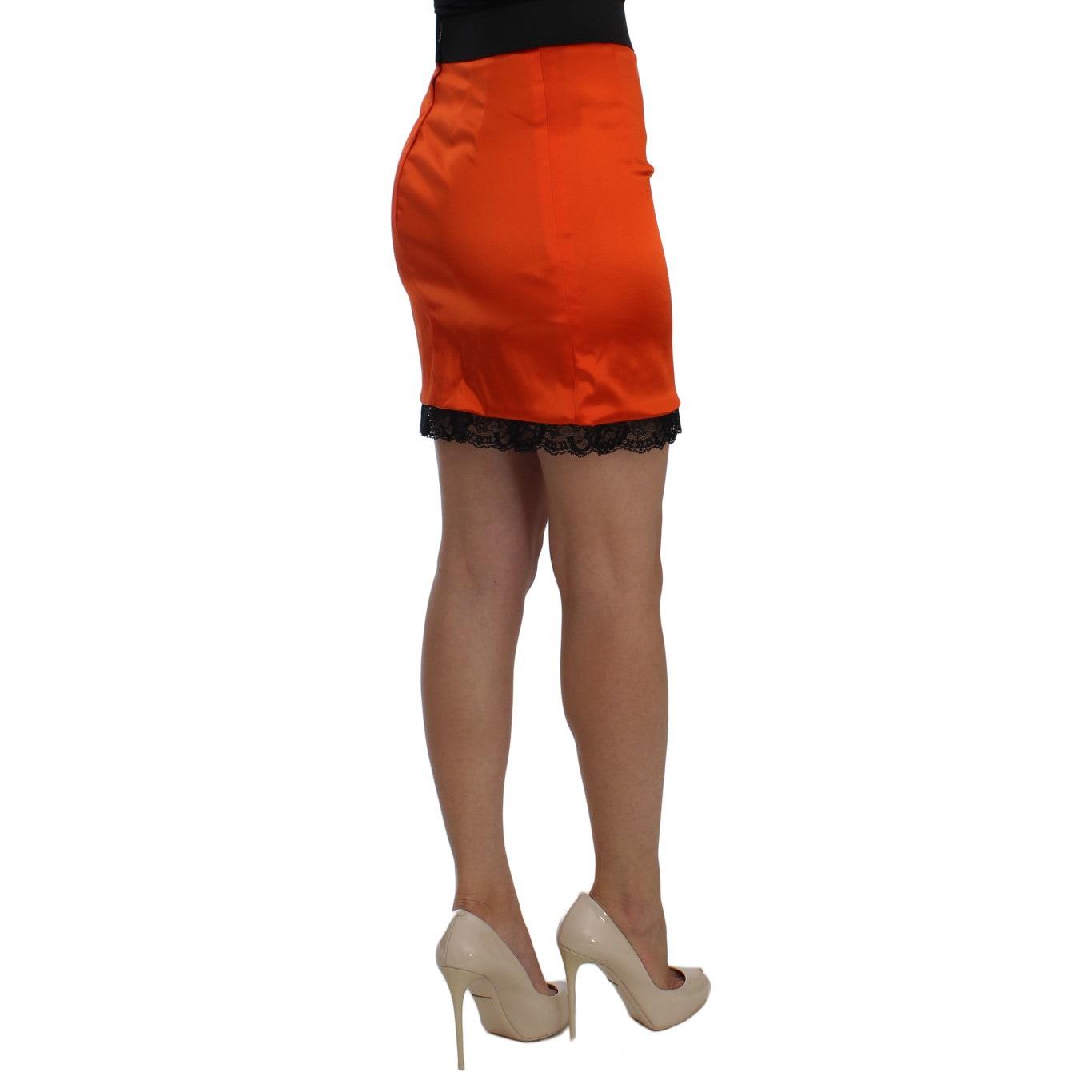 Orange Black Lace Pencil Skirt - coffeewithmee2