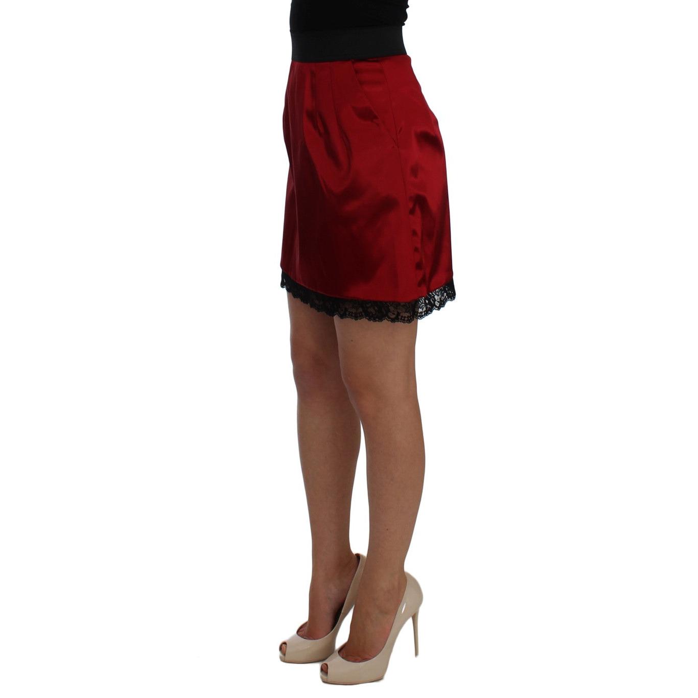 Red Black Lace A-Line Above Knee Skirt - coffeewithmee2
