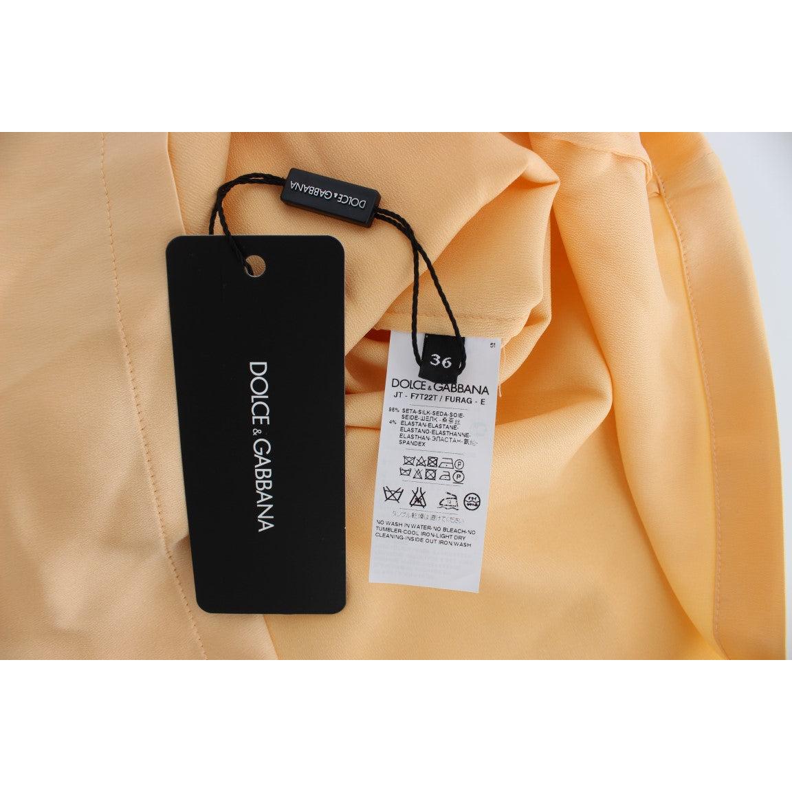 Yellow Silk Stretch Top Blouse T-shirt - coffeewithmee2