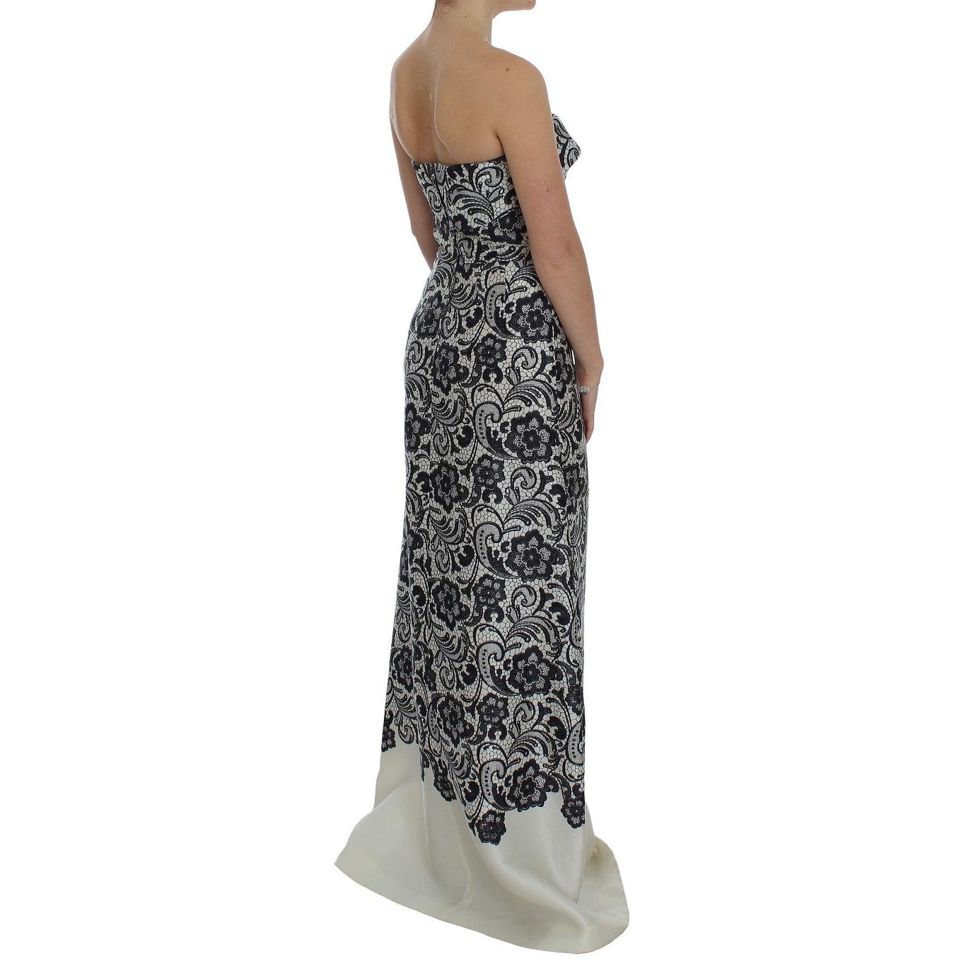 White Floral Lace Silk Corset Maxi Dress - coffeewithmee2