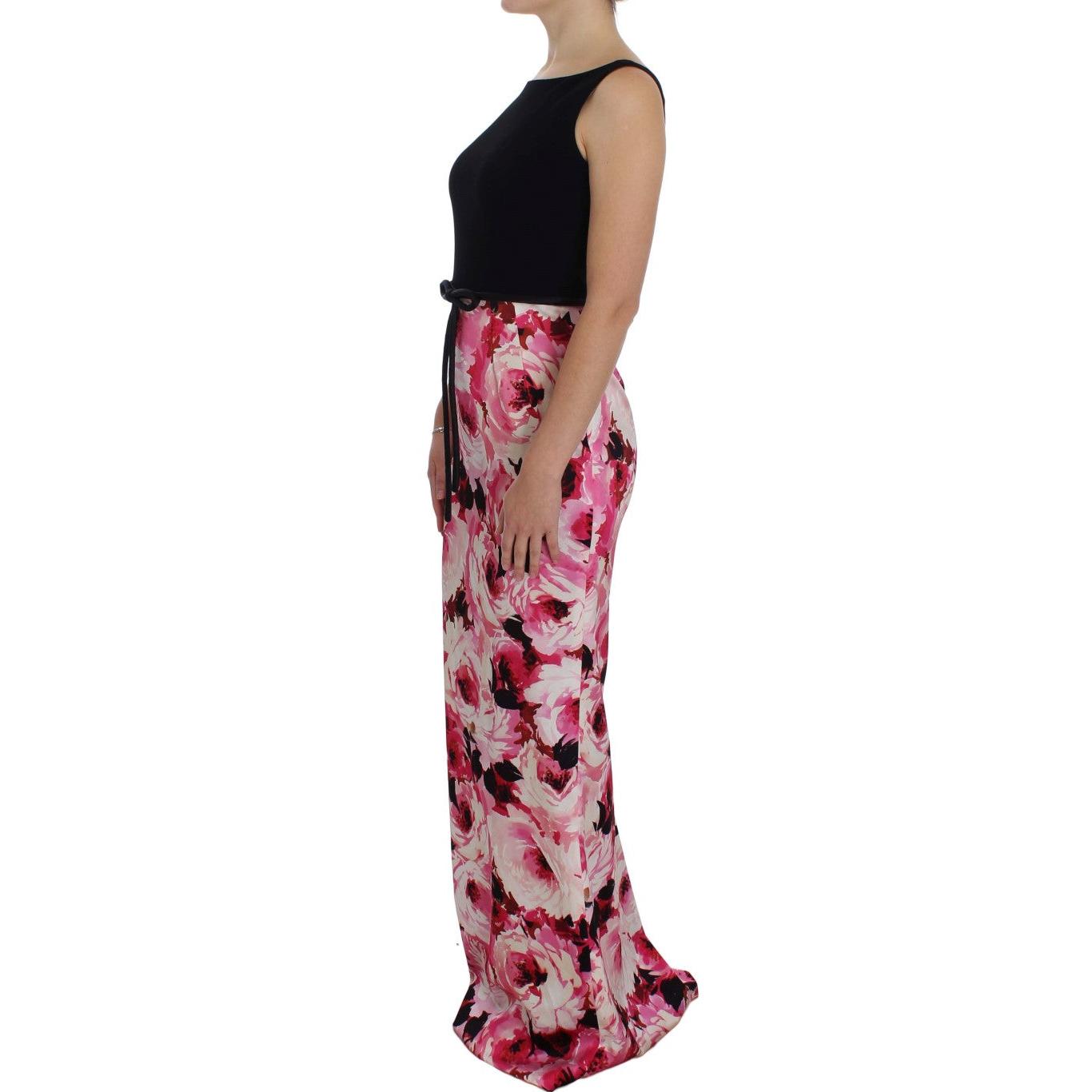 Pink Floral Print Long Maxi Sheath Dress - coffeewithmee2