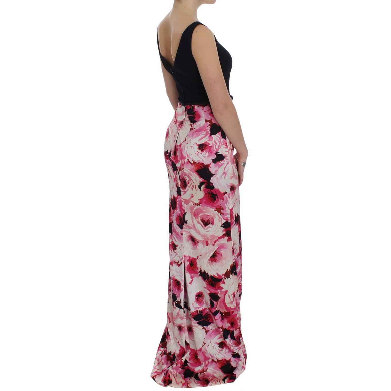Pink Floral Print Long Maxi Sheath Dress - coffeewithmee2