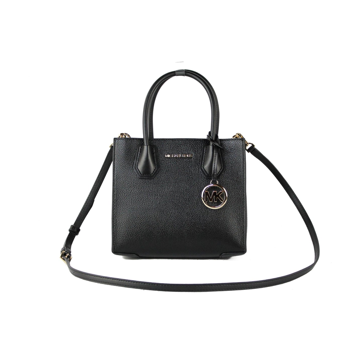Mercer Medium Leather Messenger Crossbody Handbag (Black Solid) - coffeewithmee2