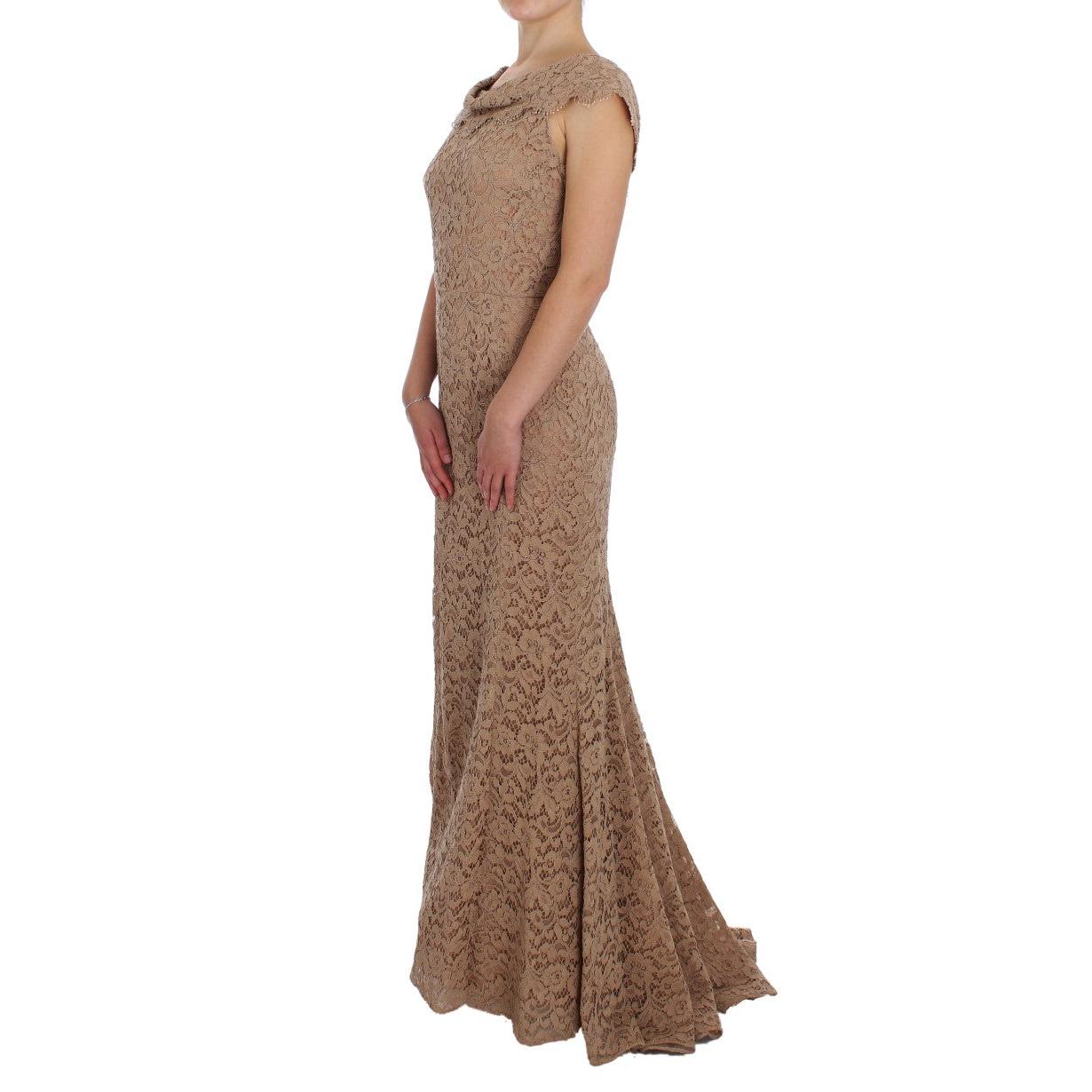 Pink Floral Lace Full Length Sheath Dress - coffeewithmee2