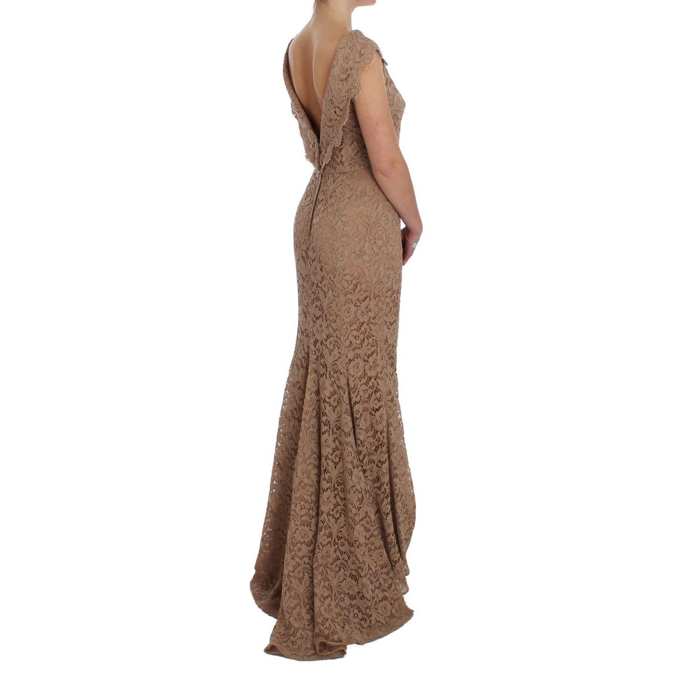 Pink Floral Lace Full Length Sheath Dress - coffeewithmee2