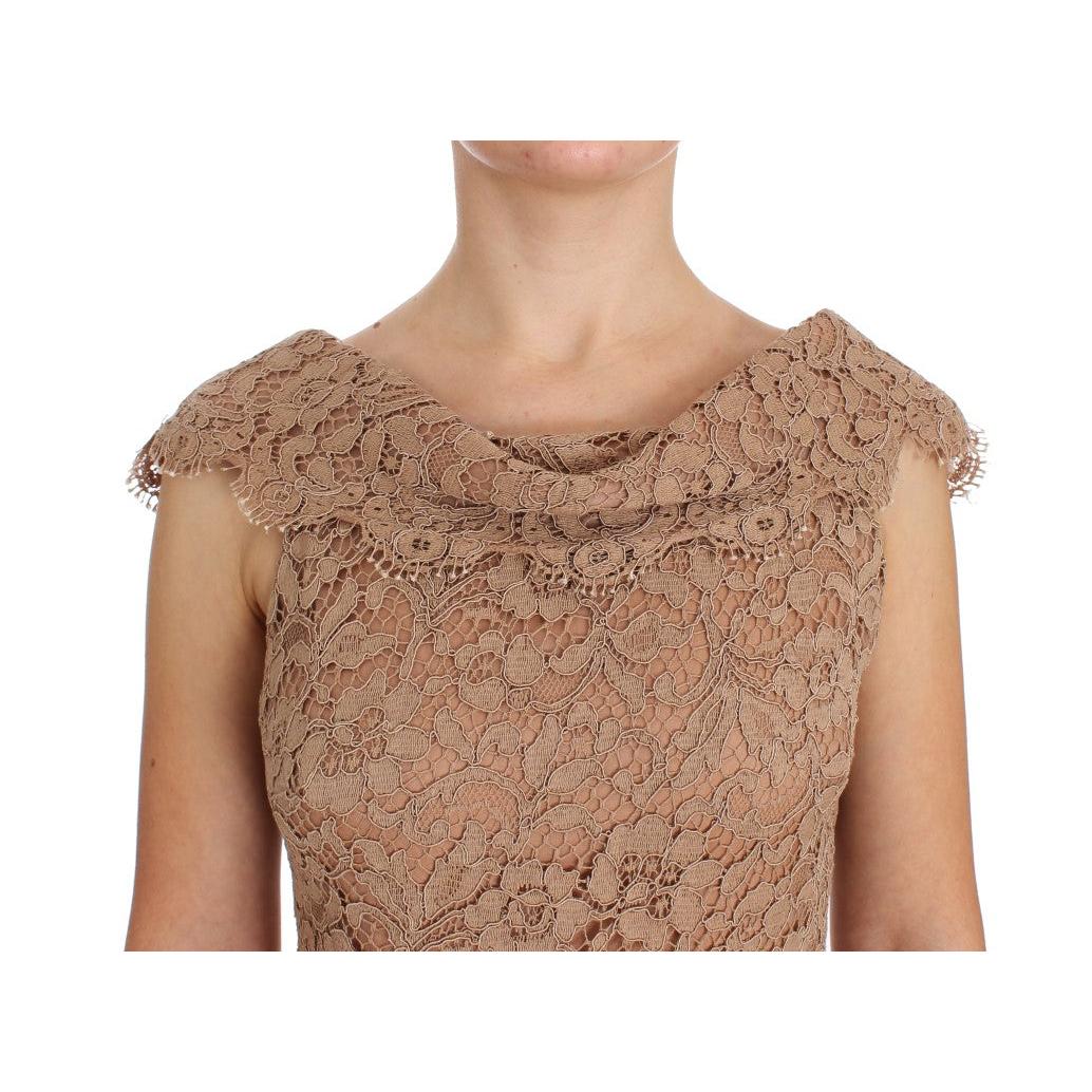 Pink Floral Lace Full Length Sheath Dress - coffeewithmee2
