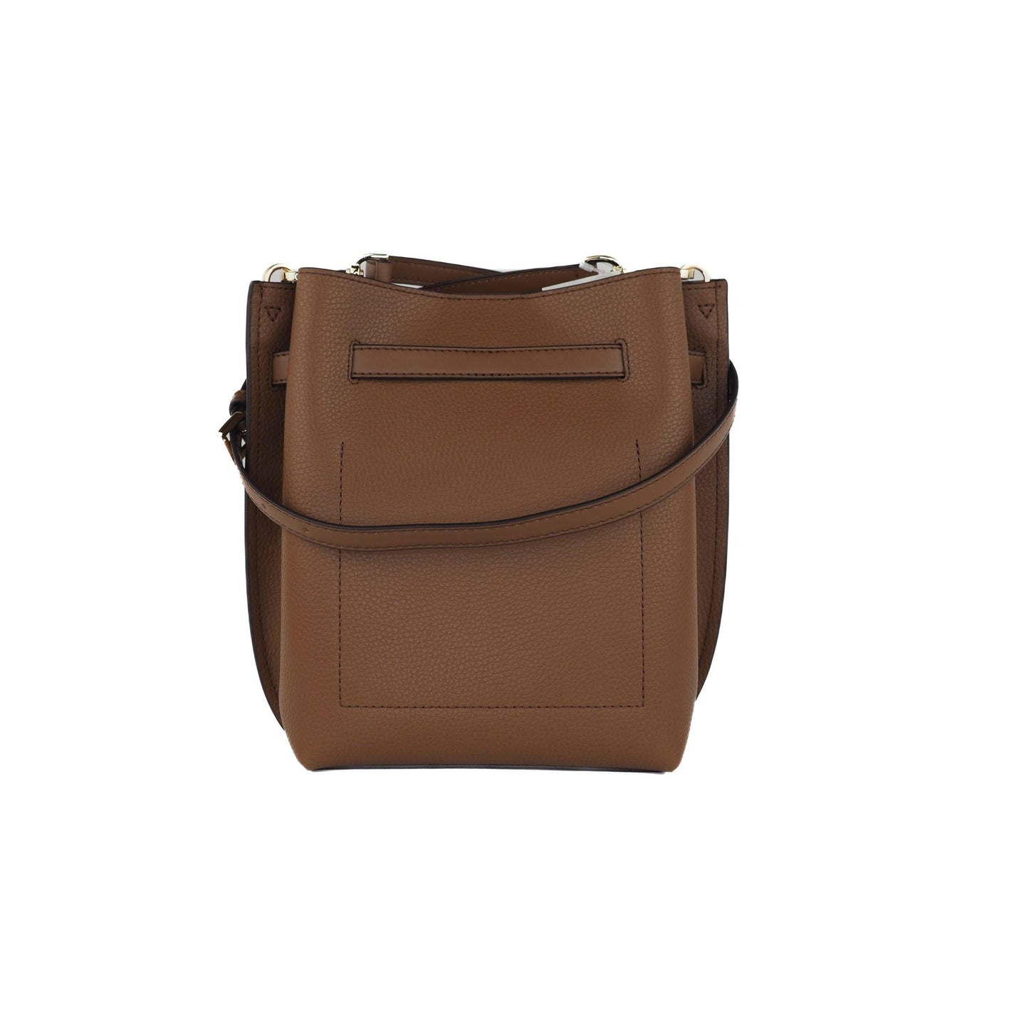 Emilia Small Pebbled Leather Bucket Bag Messenger Handbag (Luggage) - coffeewithmee2