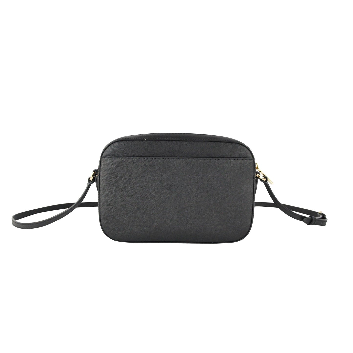 Jet Set Item Large East West Saffiano Leather Zip Chain Crossbody Handbag (Black Solid/Gold) - coffeewithmee2