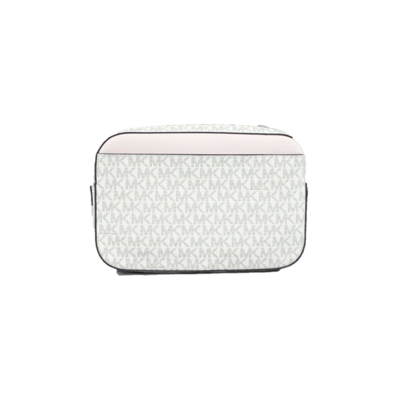 Jet Set Item Large East West Signature Leather Zip Chain Crossbody Handbag (Vanilla PVC/Powder Blush) - coffeewithmee2