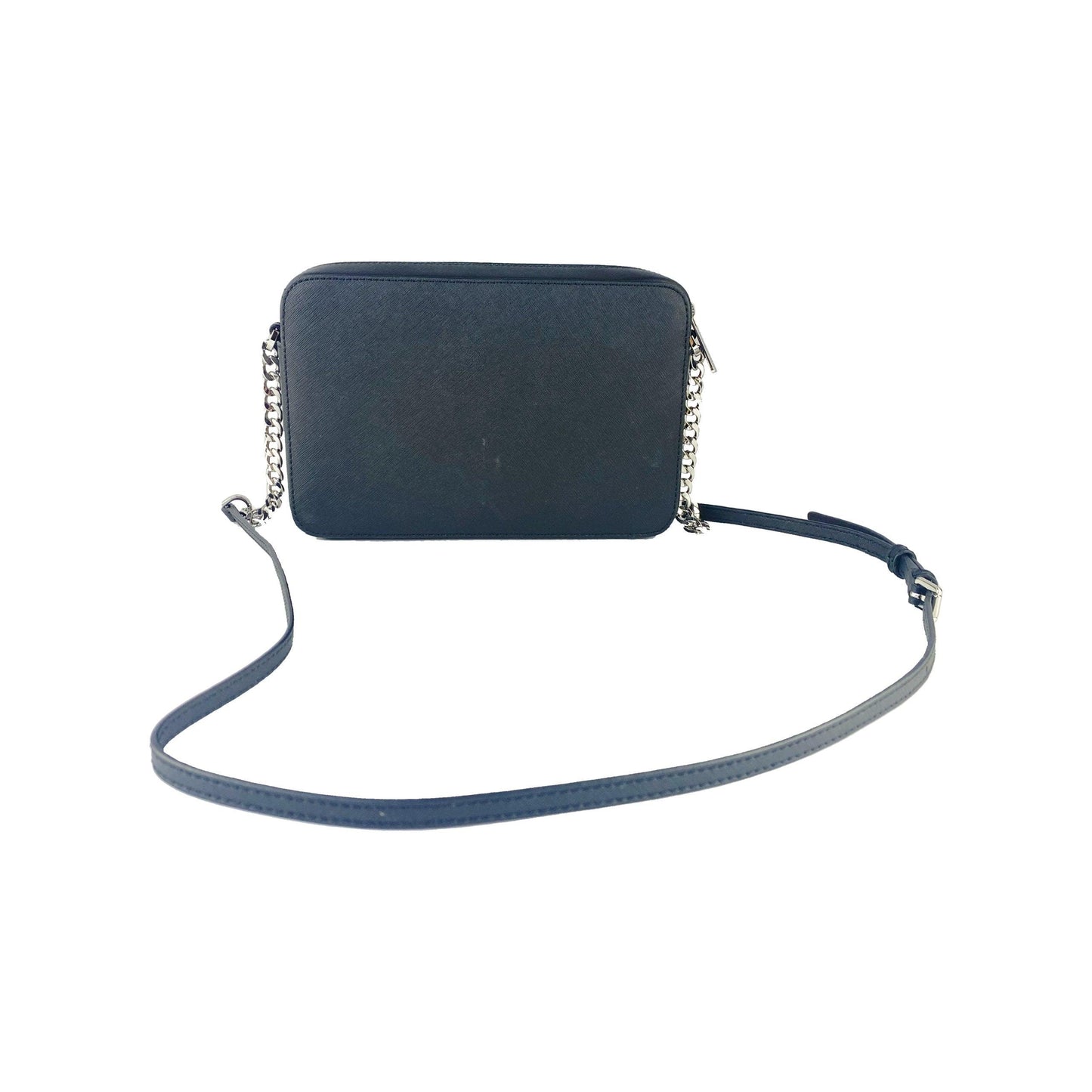 Jet Set Large East West Saffiano Leather Crossbody Bag Handbag (Black Solid/Silver Hardware) - coffeewithmee2
