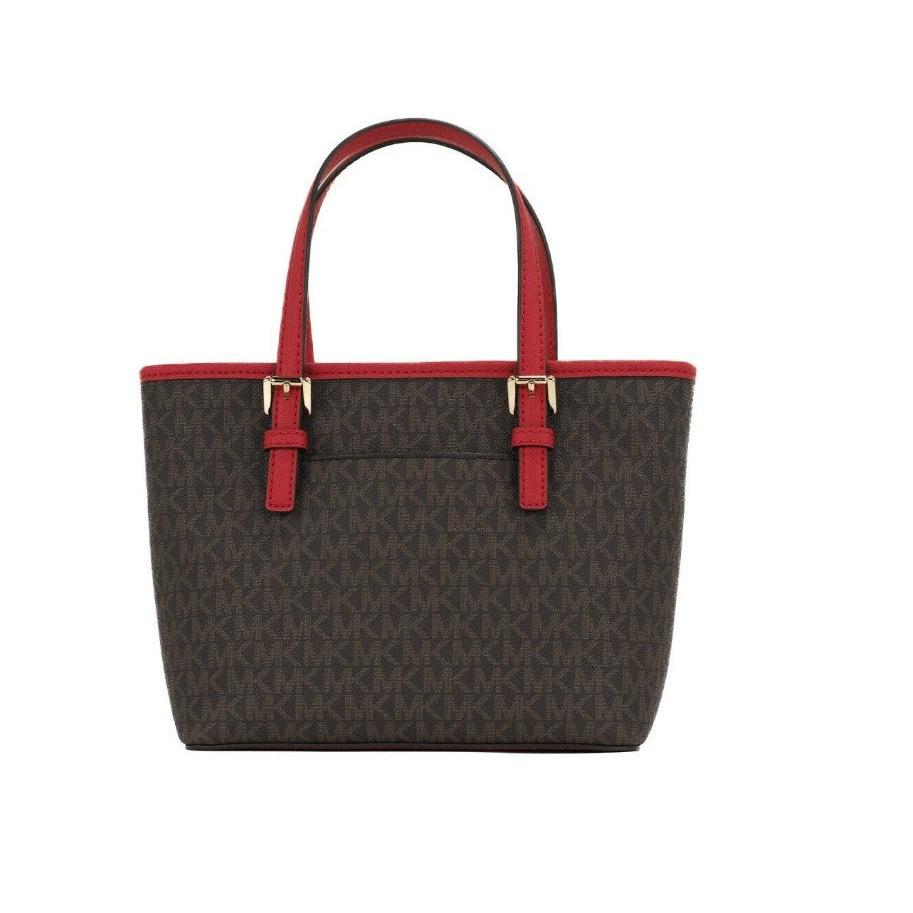 Jet Set Small XS Carryall Convertible Tote Handbag Purse (Brown Signature/Flame) - coffeewithmee2