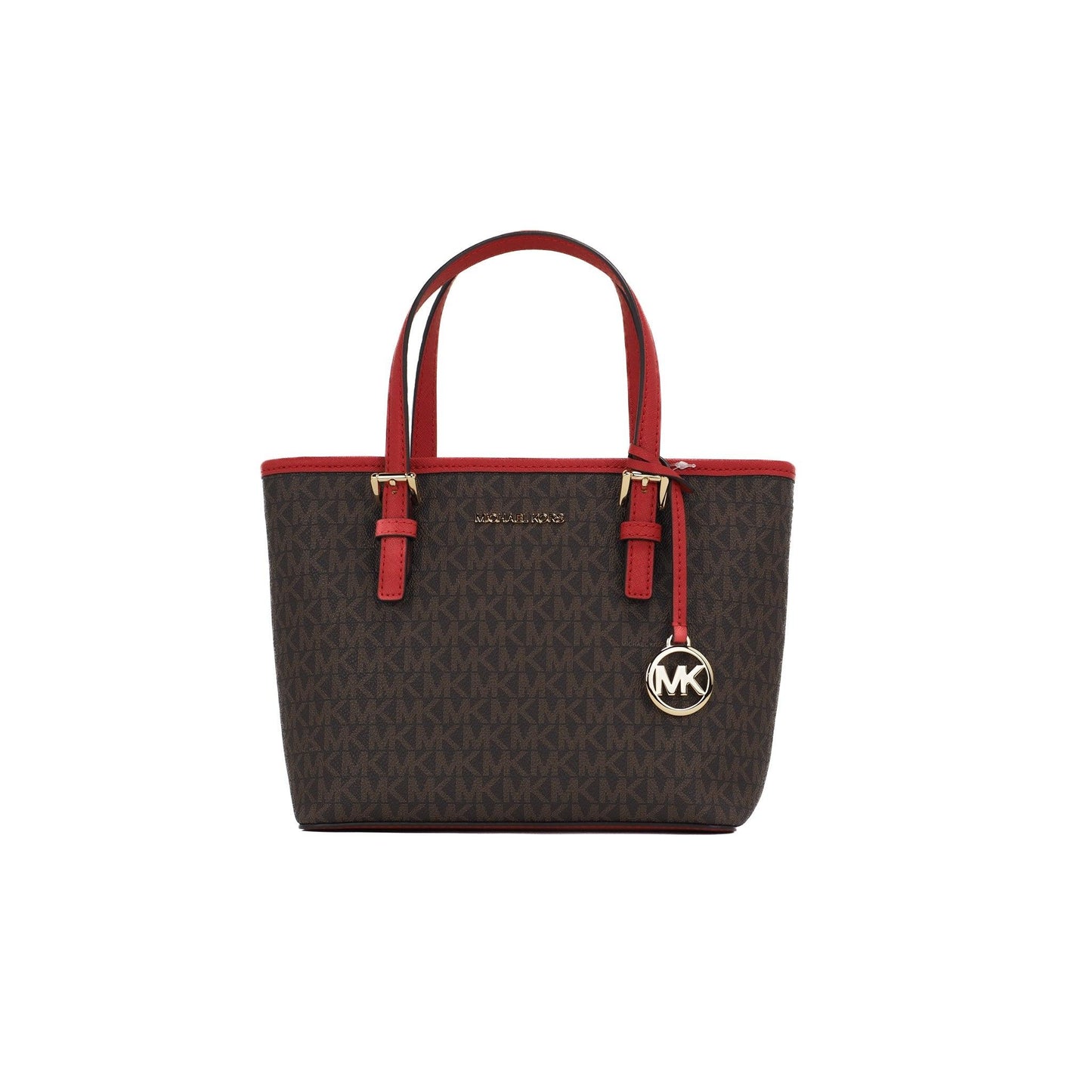 Jet Set Small XS Carryall Convertible Tote Handbag Purse (Brown Signature/Flame) - coffeewithmee2