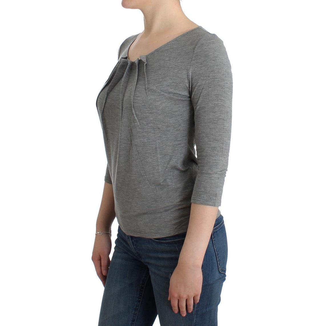 Gray 3/4 sleeves jumper top - coffeewithmee2