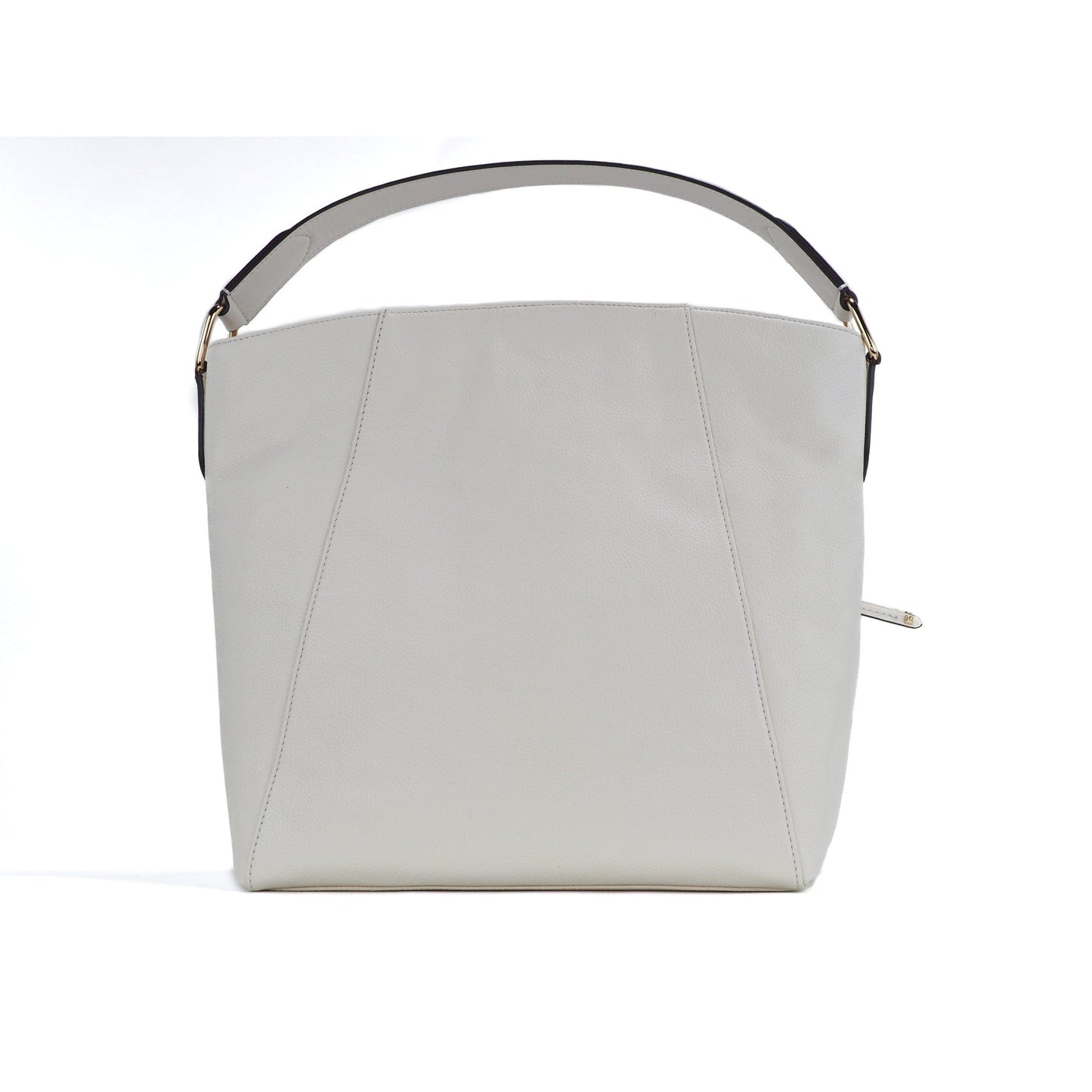 Evie Large Pebbled Leather Hobo Shoulder Bag Handbag (Light Cream) - coffeewithmee2