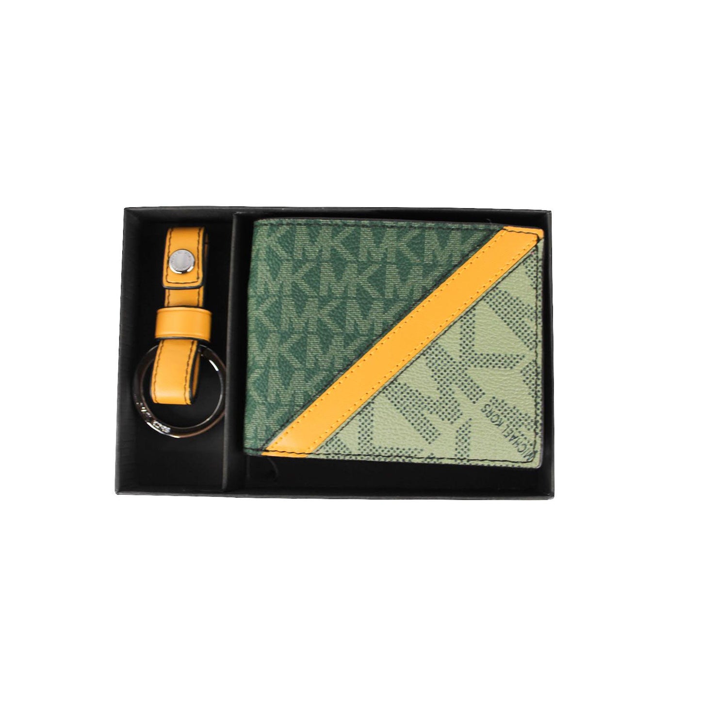 Gifting Slim Signature Bifold with Key Fob Box Set (Green/Marigold) - coffeewithmee2
