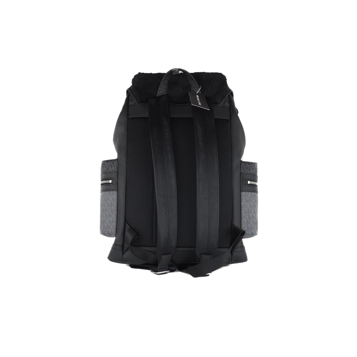 Cooper Large Signature PVC and Faux Fur Flap Backpack Bookbag (Black) - coffeewithmee2