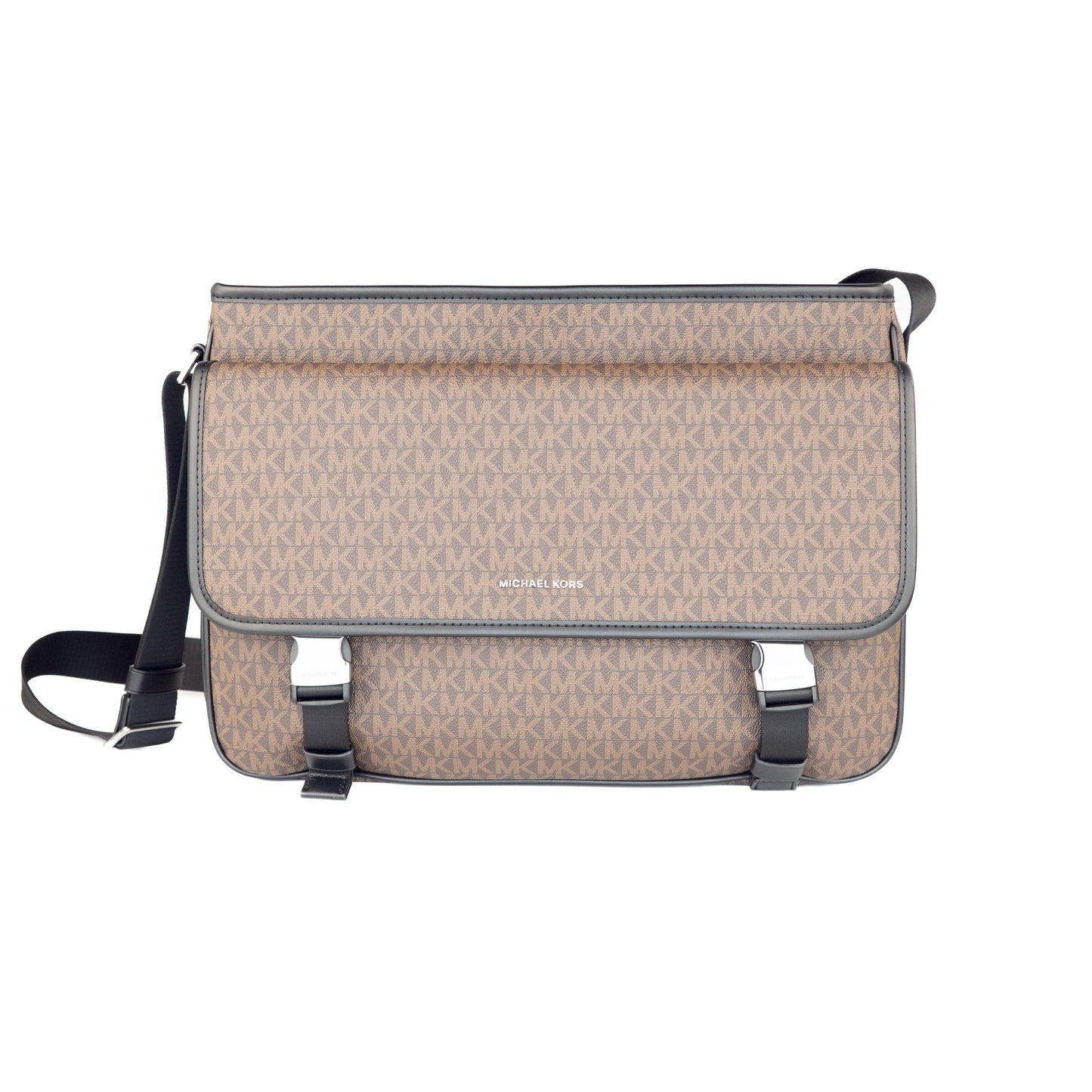 Cooper Large Signature PVC Utility Flap Messenger Crossbody Bag (Brown/Black) - coffeewithmee2