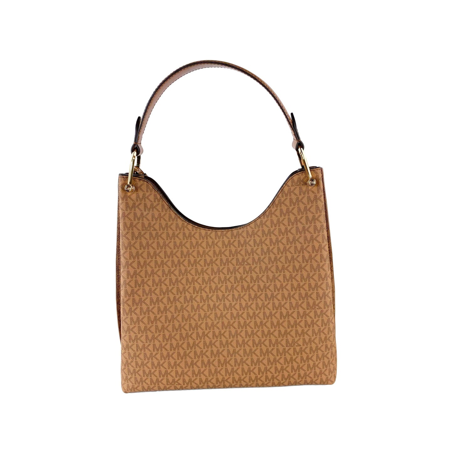 Joan Large Signature Leather Slouchy Shoulder Bag Handbag (Luggage Multi Signature) - coffeewithmee2