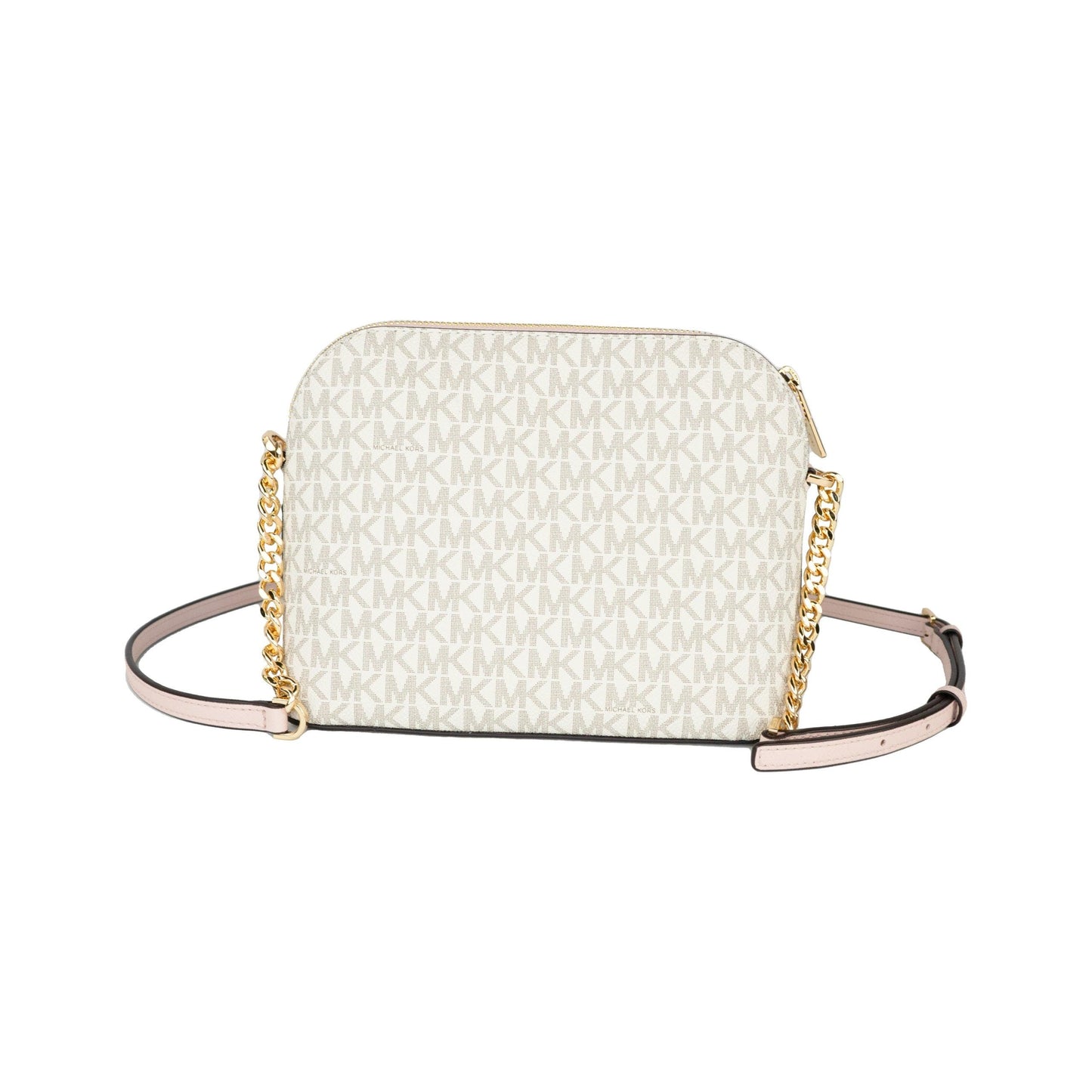 Jet Set Travel Medium Leather X Cross Dome Crossbody Handbag (Vanilla Signature/Powder Blush) - coffeewithmee2