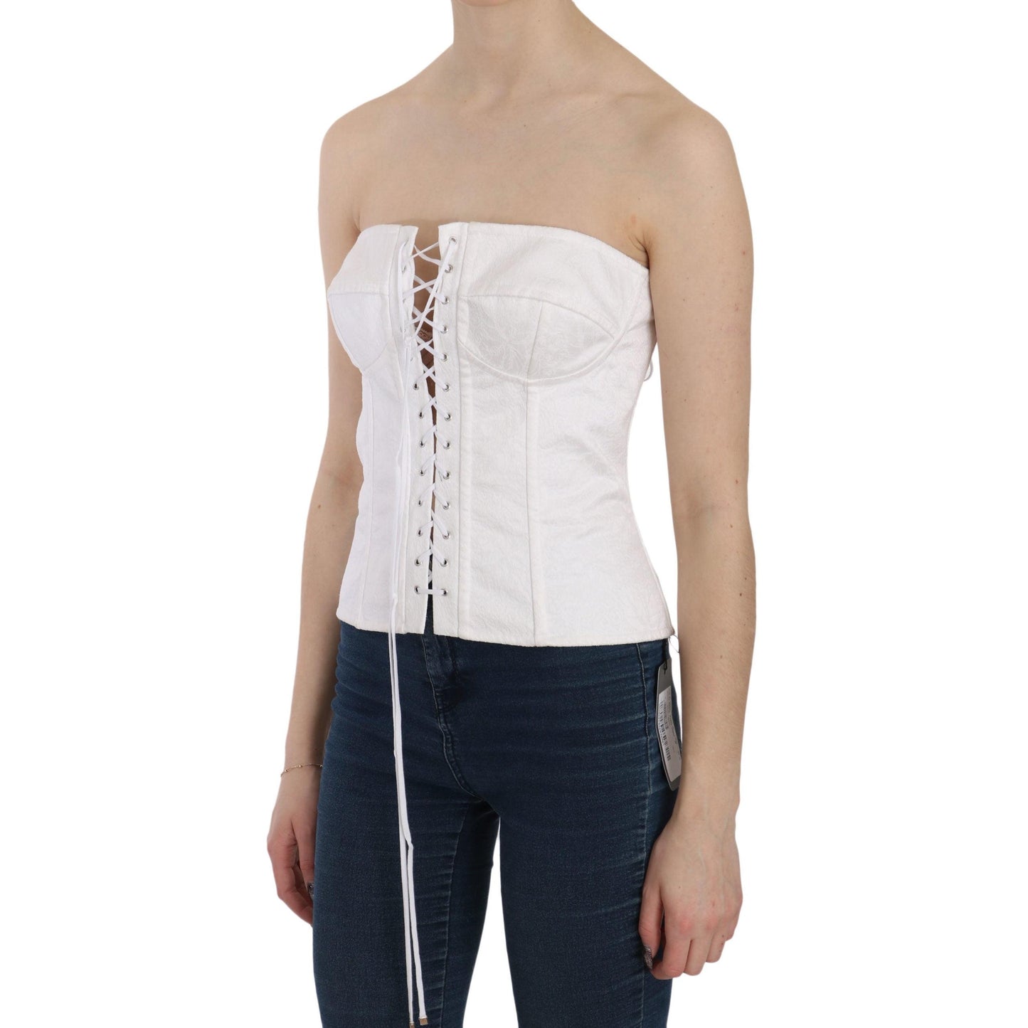 White PALERMO Cotton Bustier Top Corset