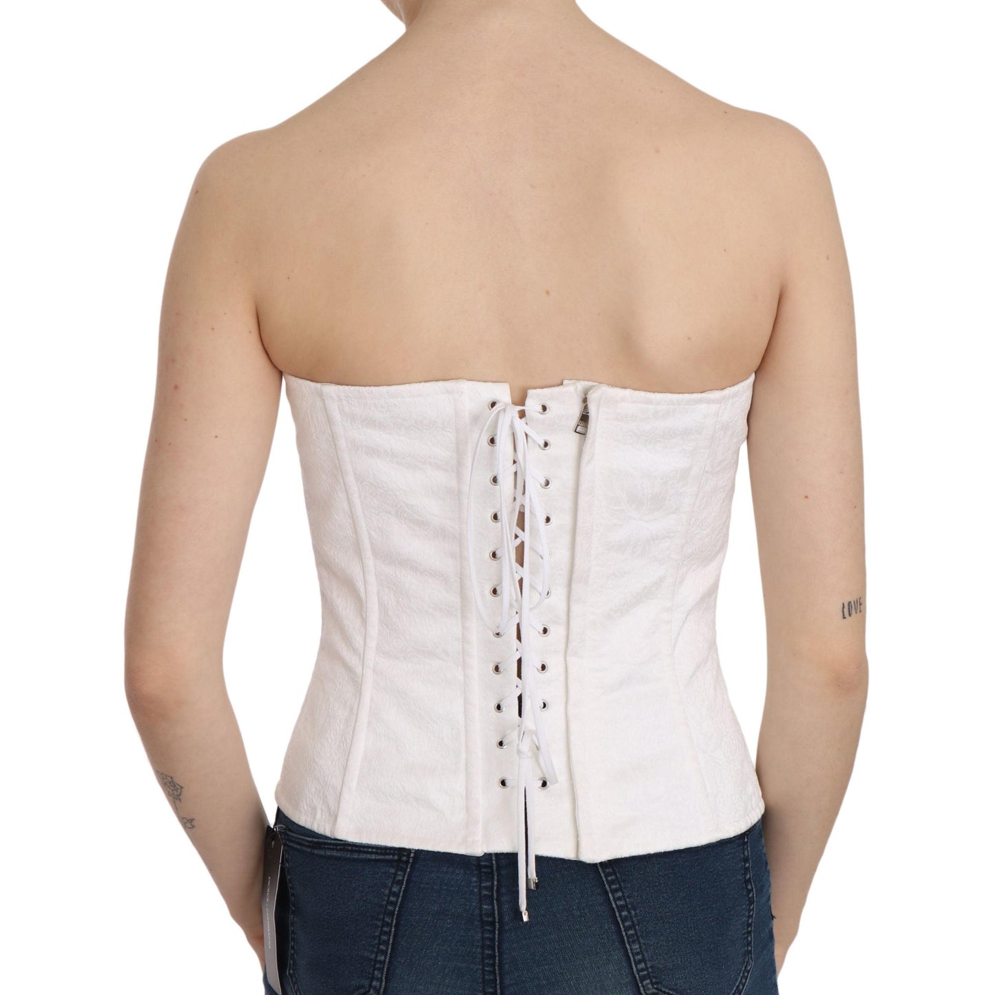 White PALERMO Cotton Bustier Top Corset