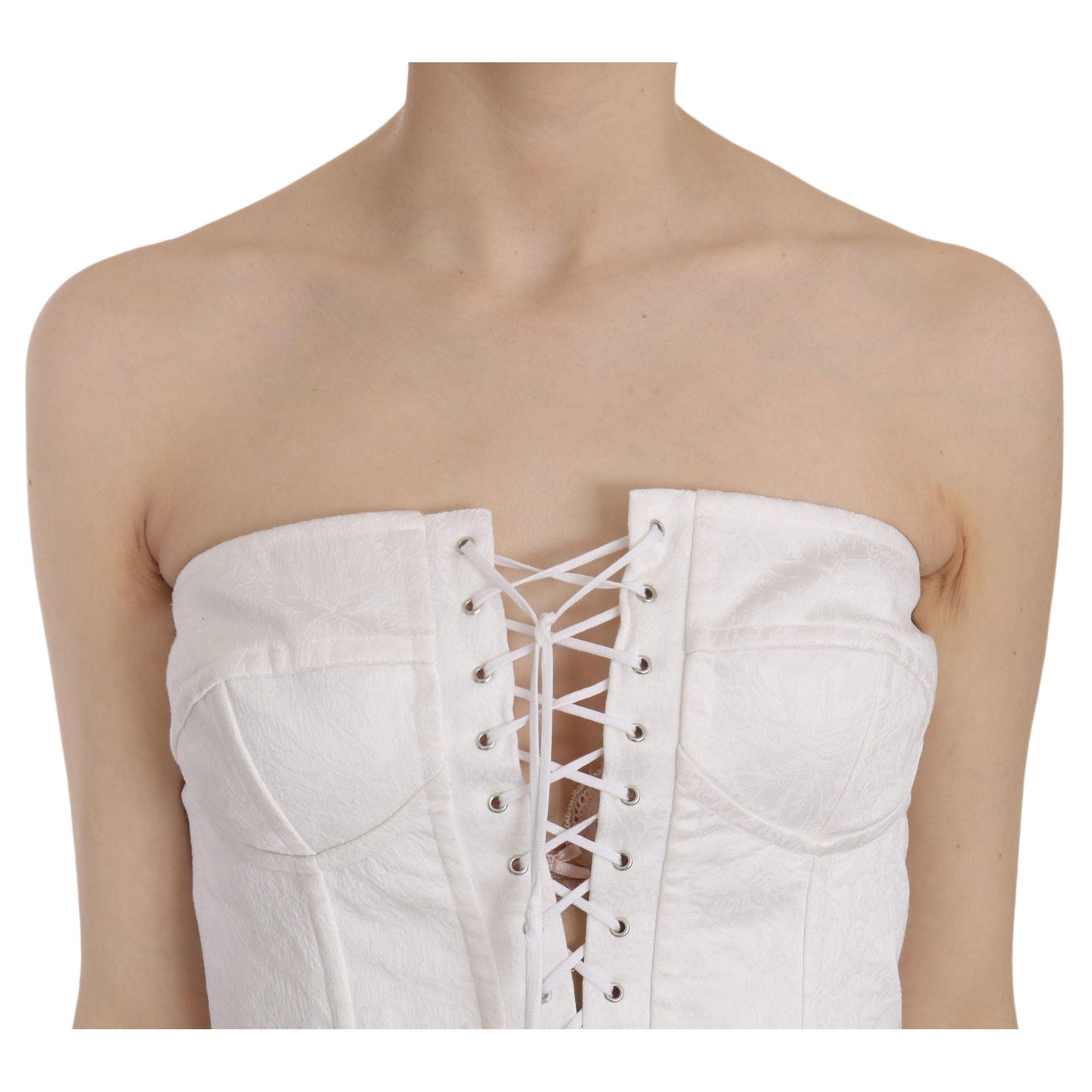 White PALERMO Cotton Bustier Top Corset