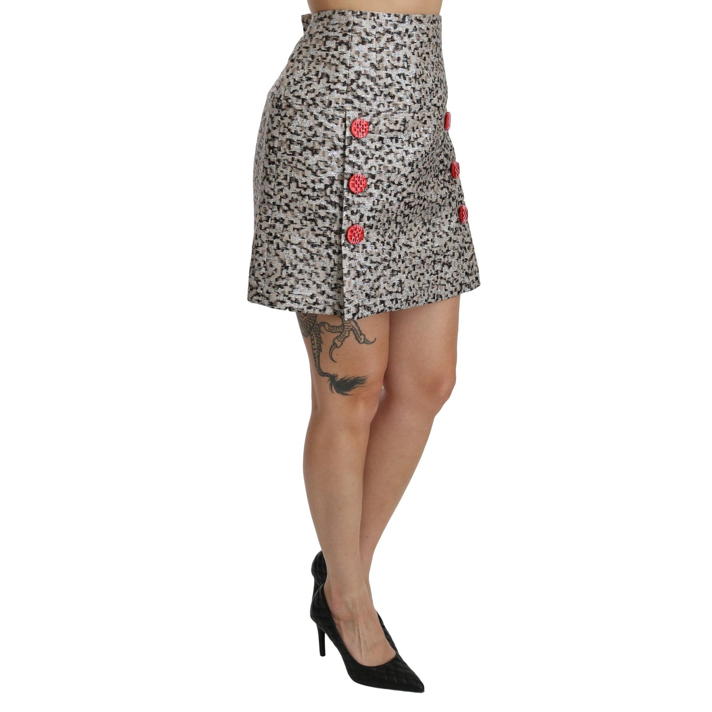 Silver Pattern A-line High Waist Skirt