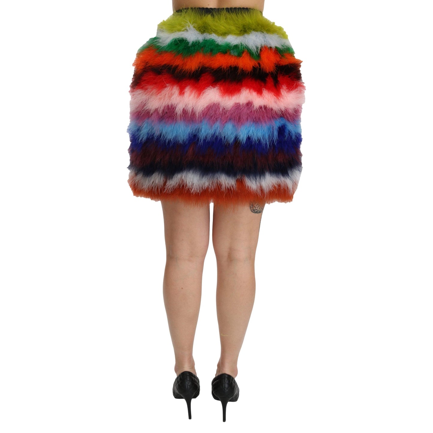 Red Blue High Waist Mini Feather Skirt