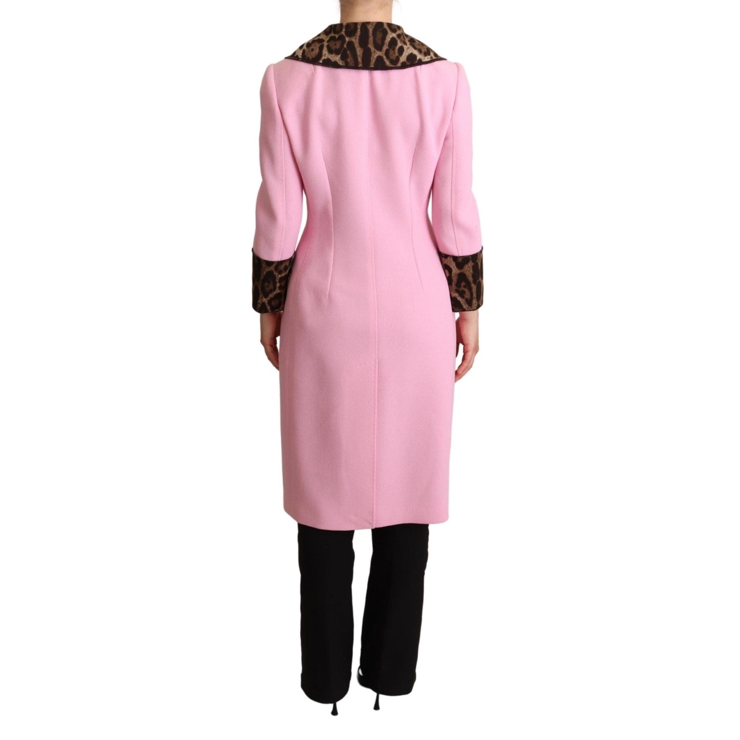 Pink Leopard Wool Trenchcoat Jacket