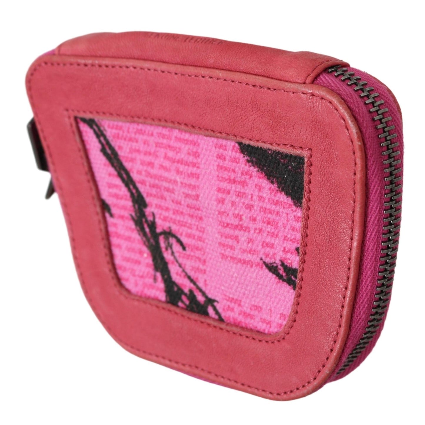 Pink Suede Printed Coin Holder Women Fabric Zippered Purse - coffeewithmee2