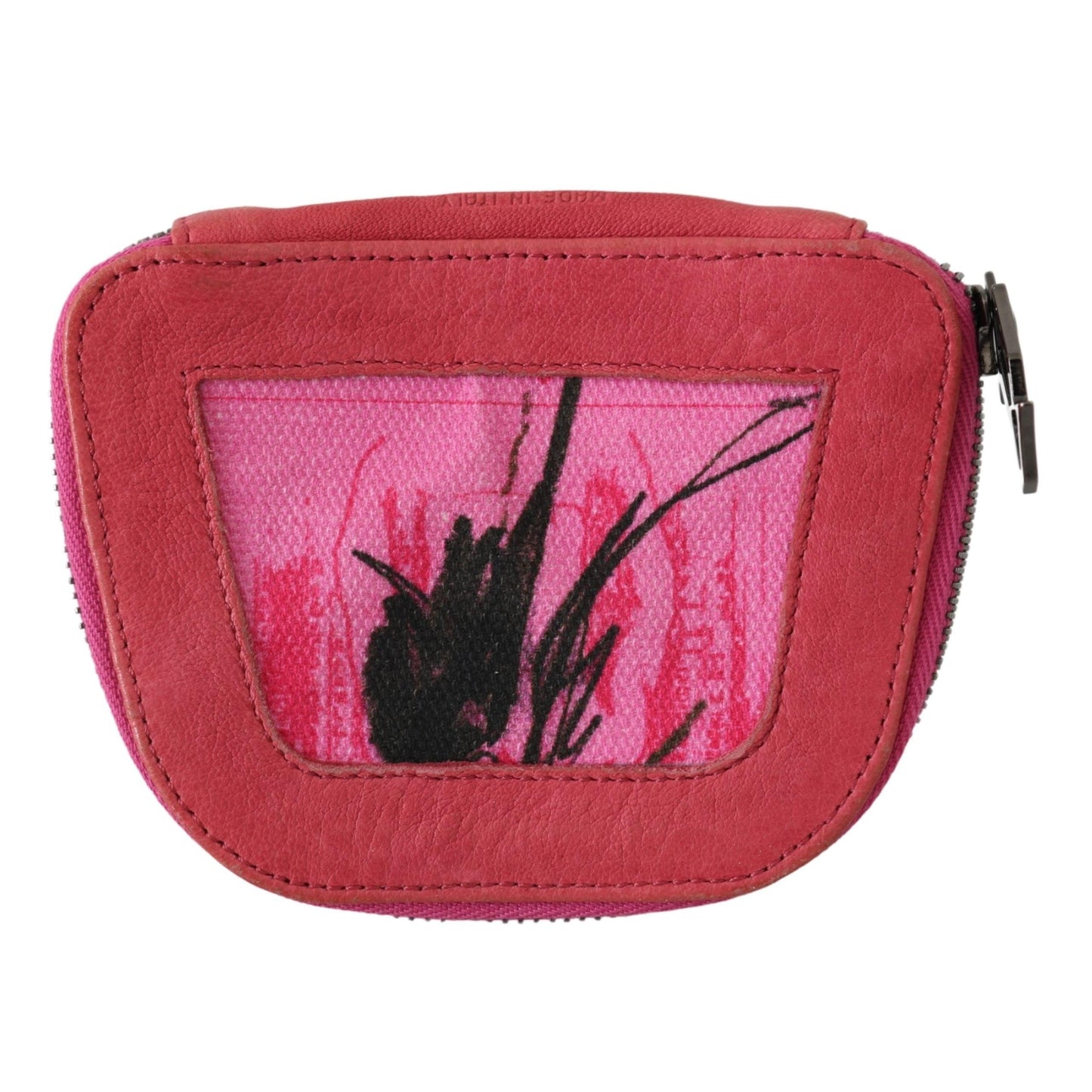 Pink Suede Printed Coin Holder Women Fabric Zippered Purse - coffeewithmee2
