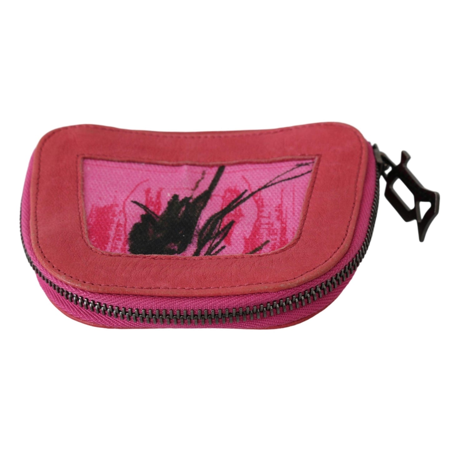 Pink Suede Printed Coin Holder Women Fabric Zippered Purse - coffeewithmee2