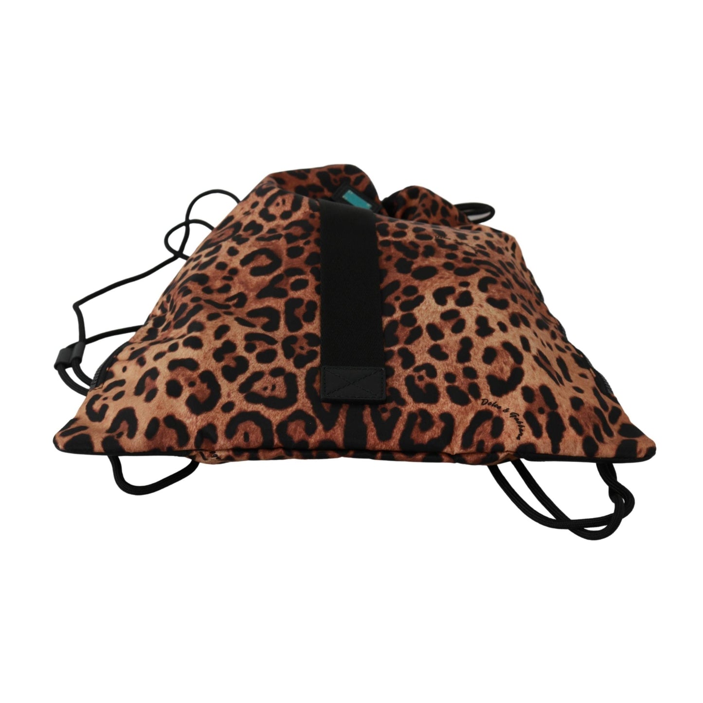 Brown Leopard Drawstring Napsack Nylon Backpack - coffeewithmee2
