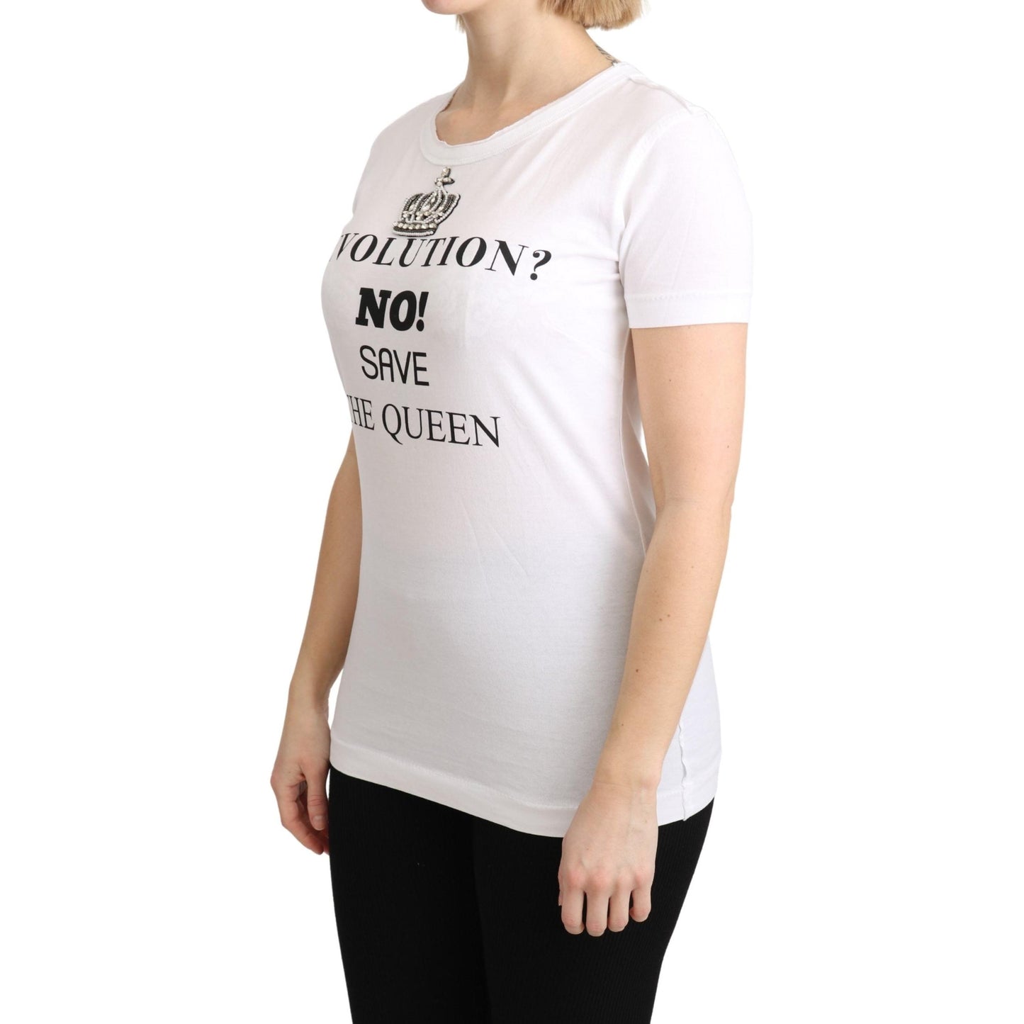 White The Queen Crystal Crewneck T-shirt Top