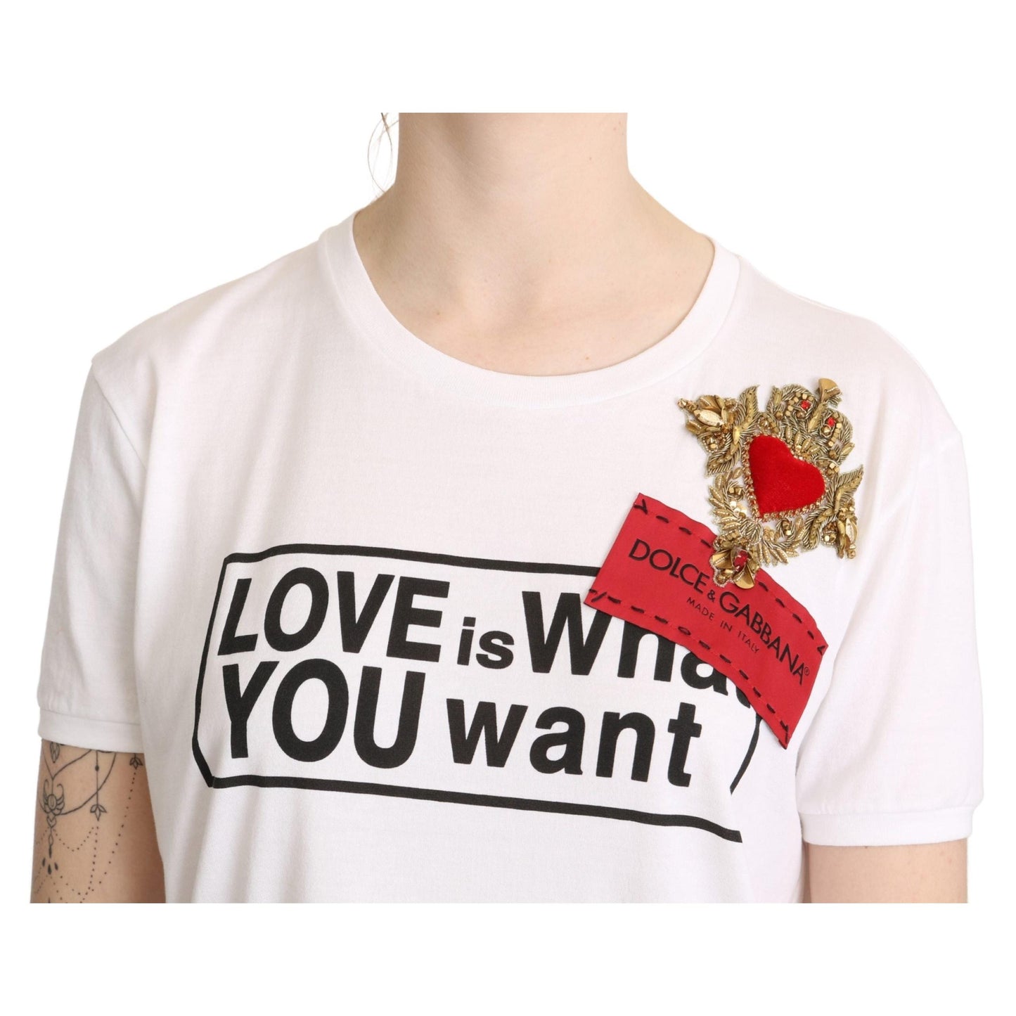 White Heart Cotton Casual T-shirt Tops