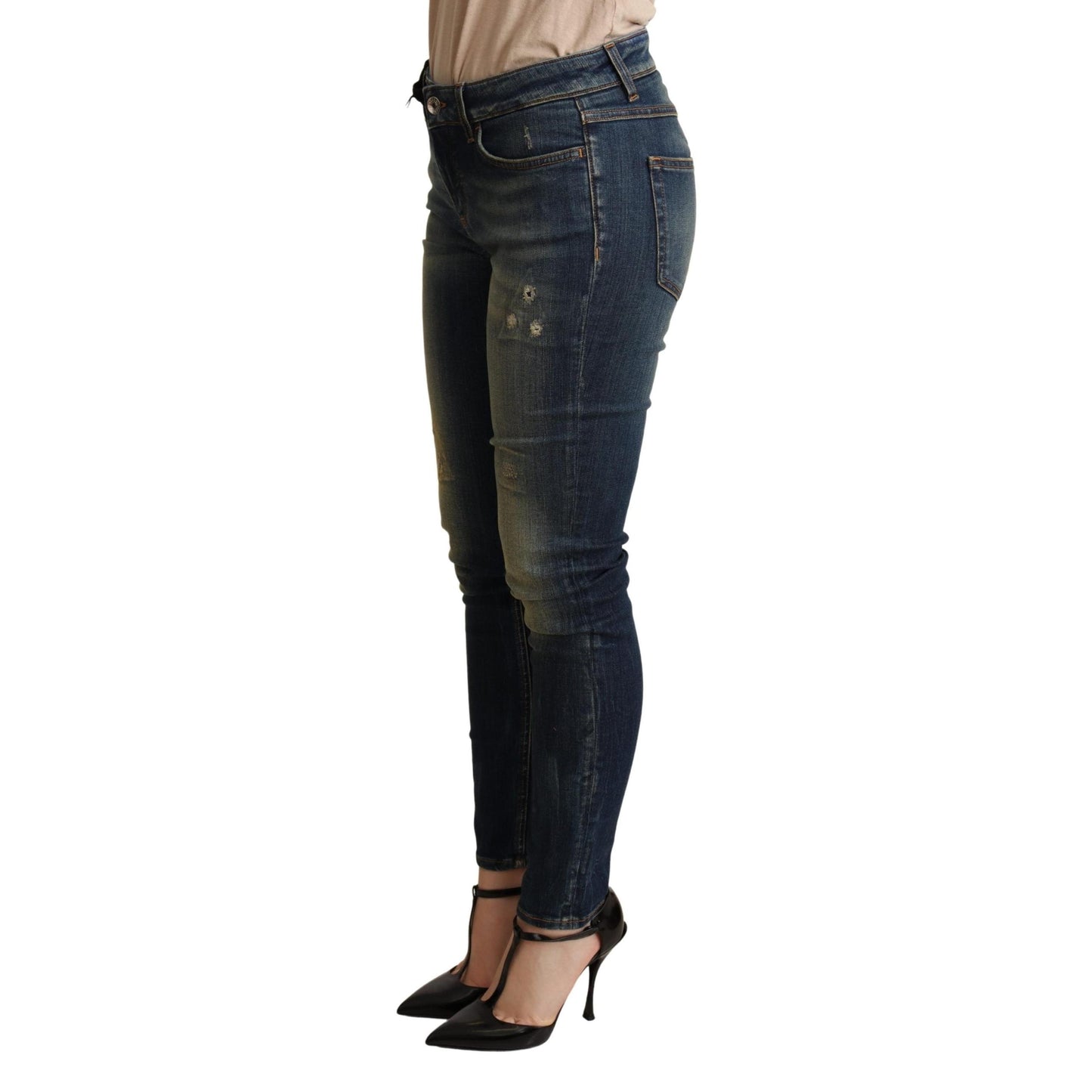 Dark Blue Skinny Denim Cotton Stretch Jeans