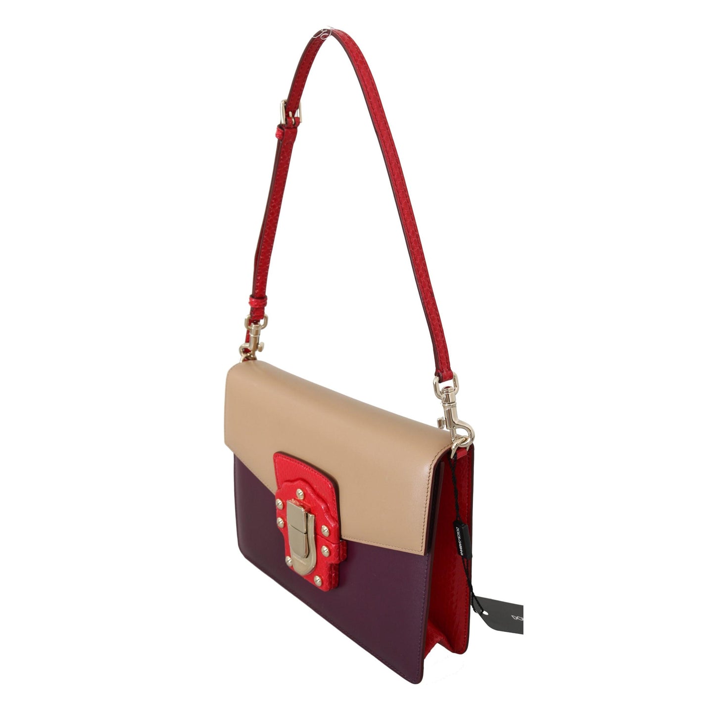 Purple Beige Red Leather Crossbody Purse Bag - coffeewithmee2