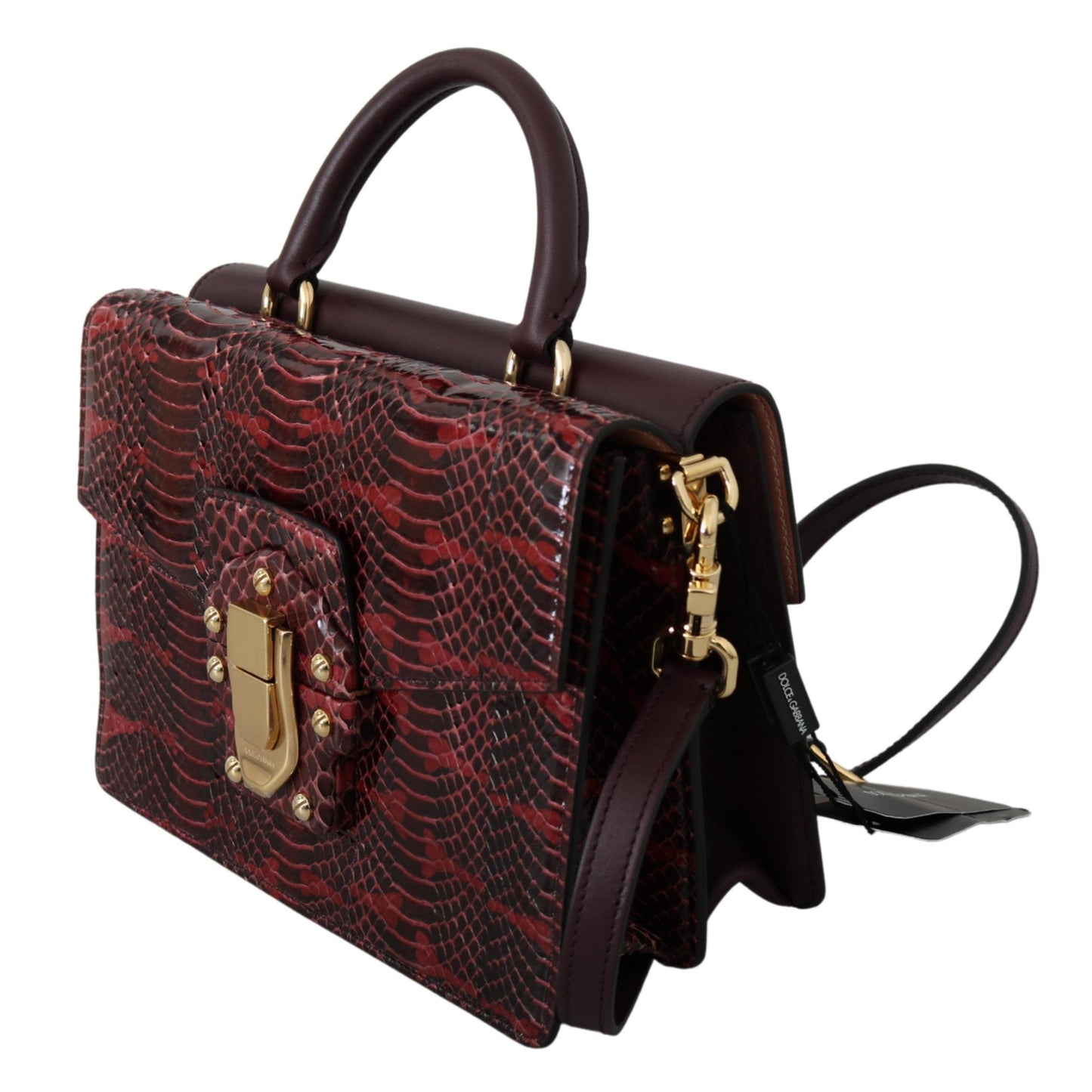 Bordeaux Snakeskin Leather Shoulder LUCIA Purse - coffeewithmee2