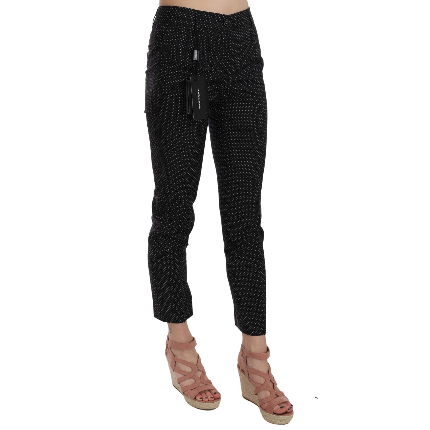 Polka Dot Slim Capri Trousers Tapered Pants - coffeewithmee2